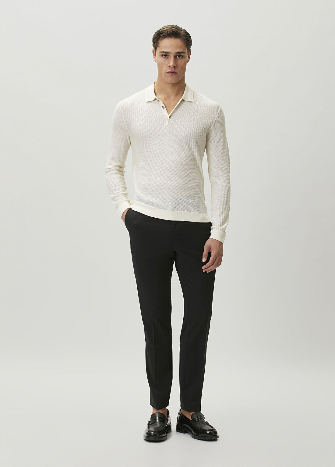 John Varvatos Slim Fit Siyah Yün Pantolon