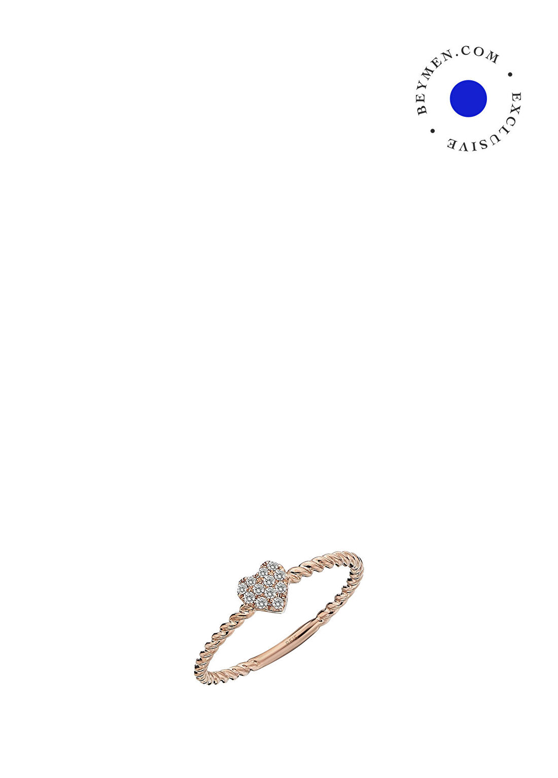 Reis Kuyumculuk Mini Heart Pırlanta Taşlı 14 Ayar Rose Gold Kadın Yüzük