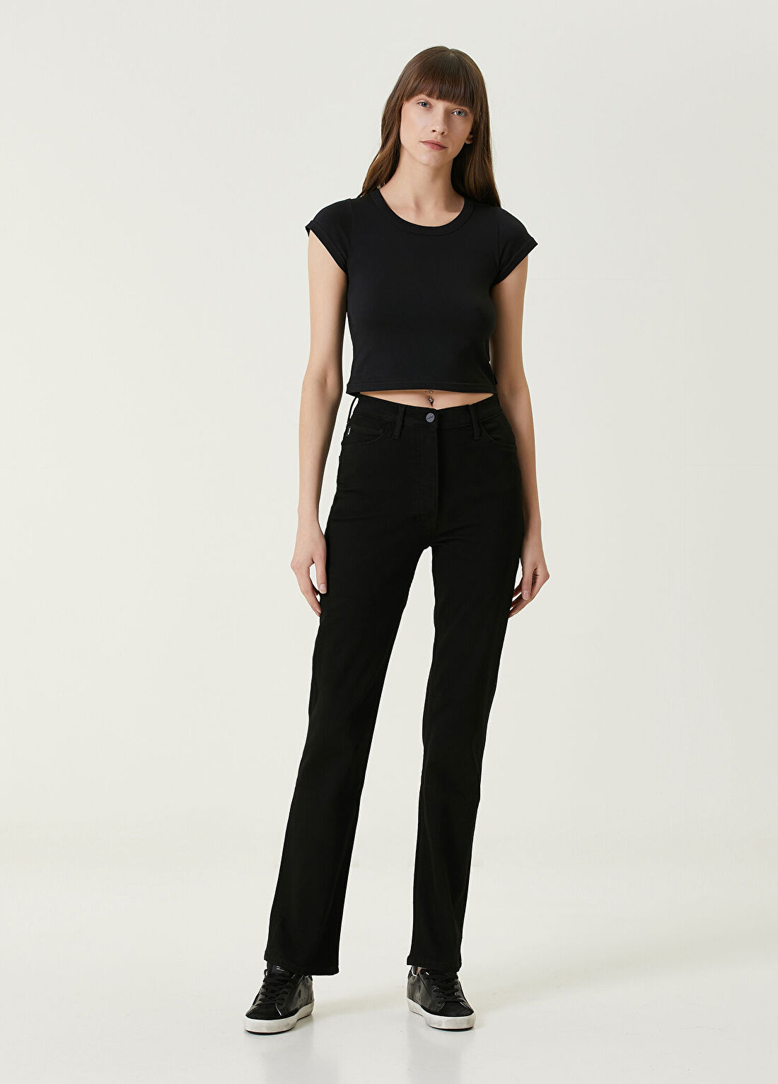 Dare London Sassy Siyah Boru Paça Kadın Jean Pantolon