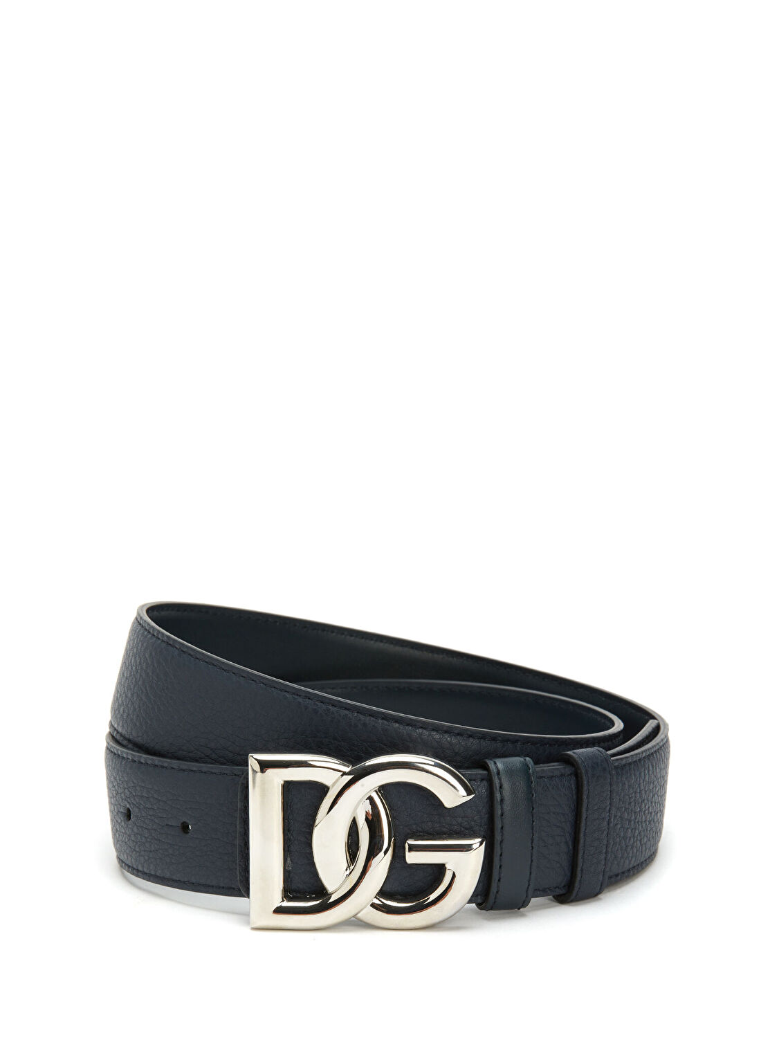 Dolce&Gabbana Mavi Logolu Erkek Deri Kemer