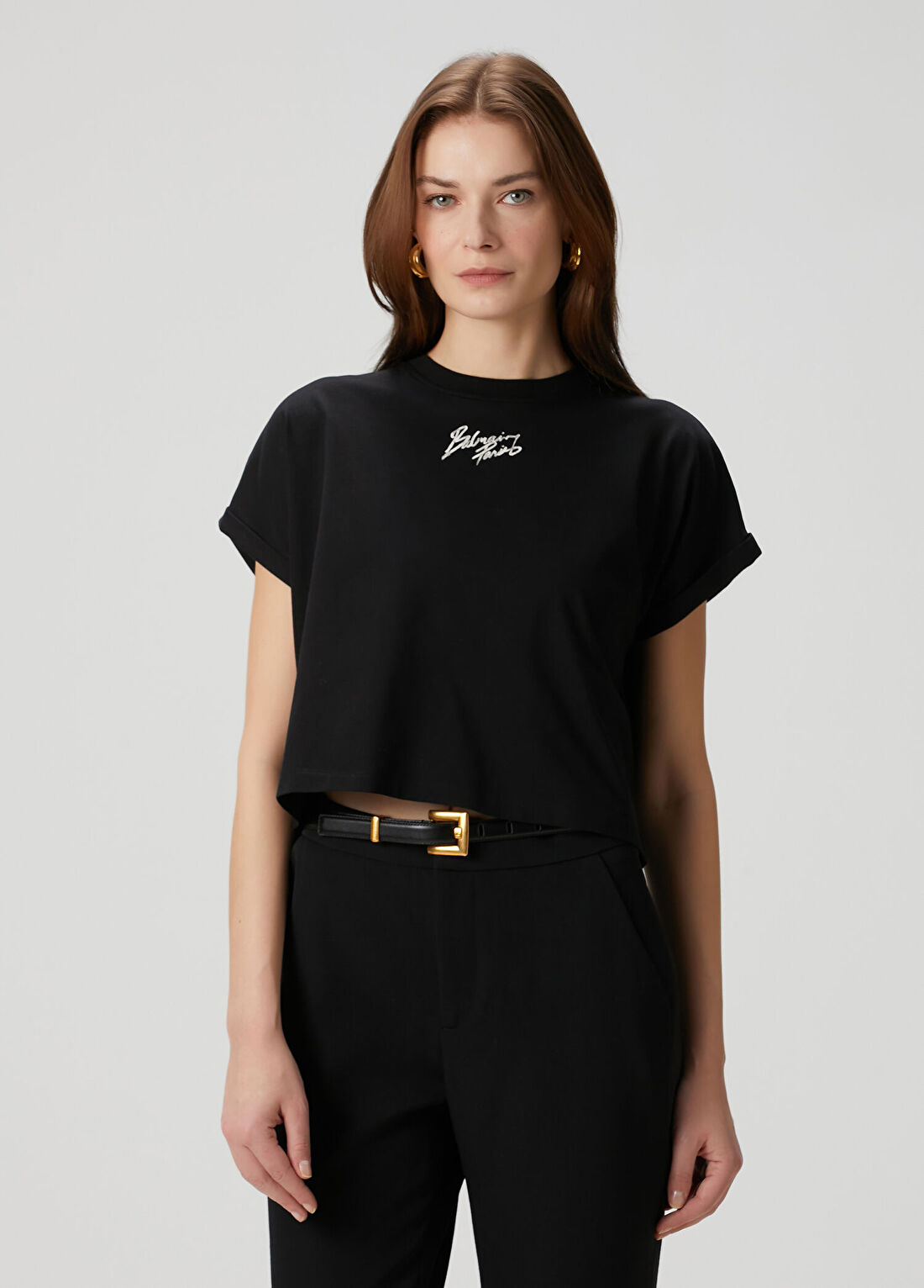 Balmain Siyah Logolu T-shirt görsel 3