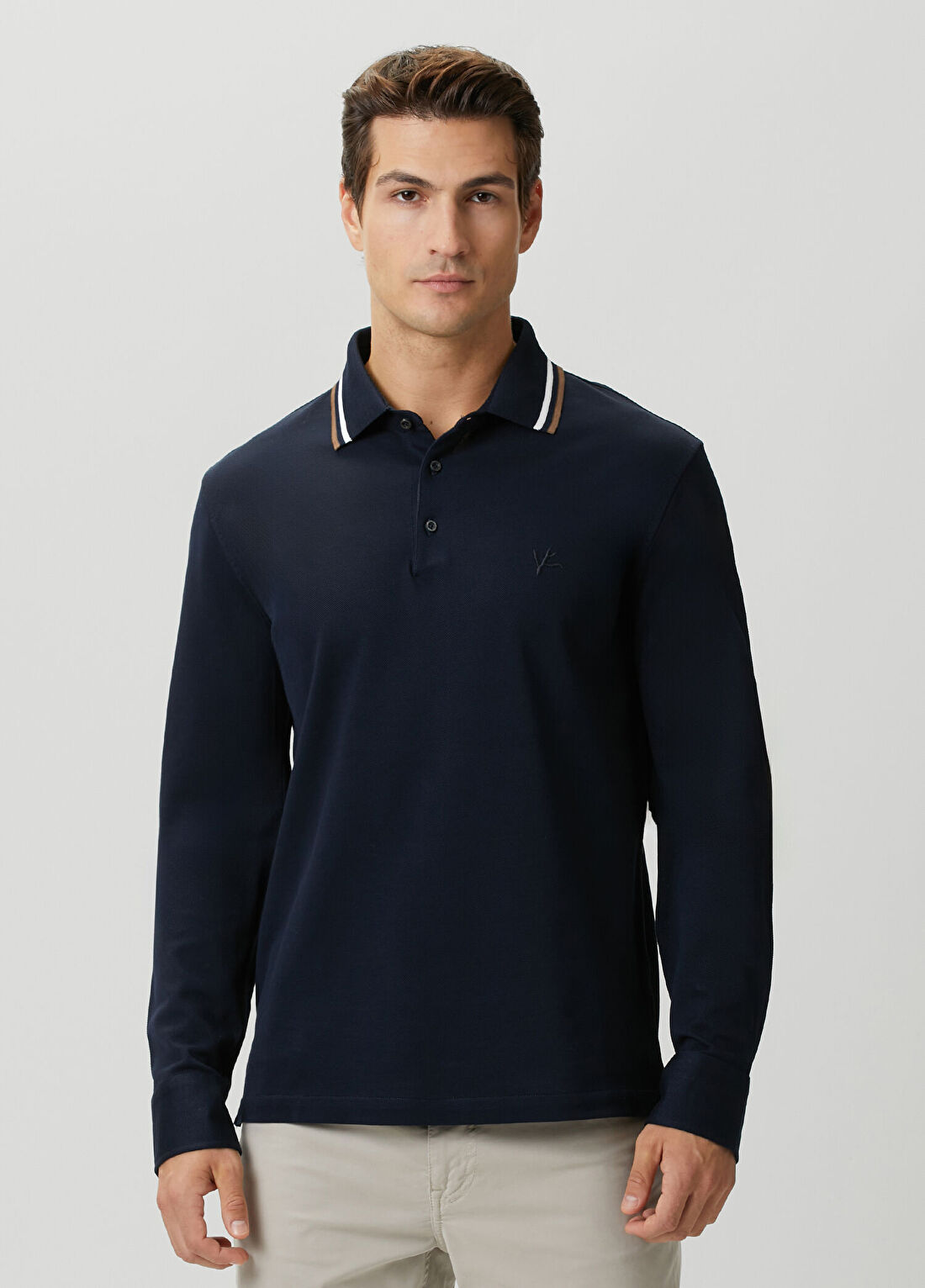 Isaia Lacivert Polo Yaka Sweatshirt