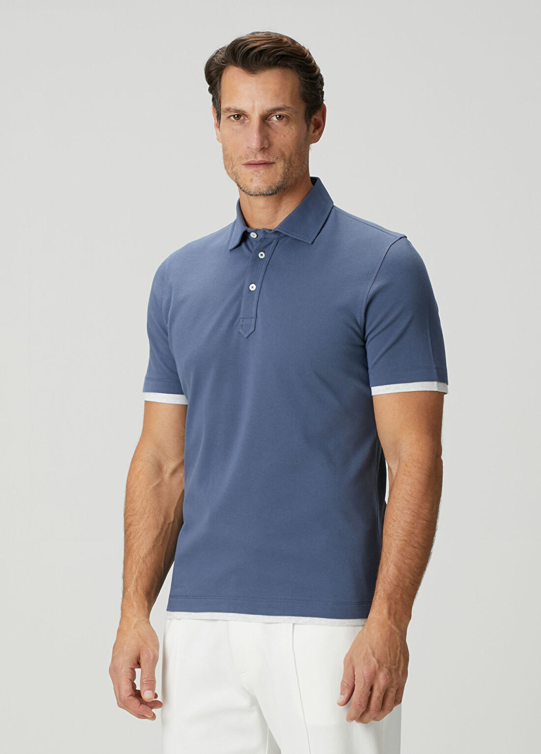 Brunello Cucinelli Mavi Polo Yaka T-shirt