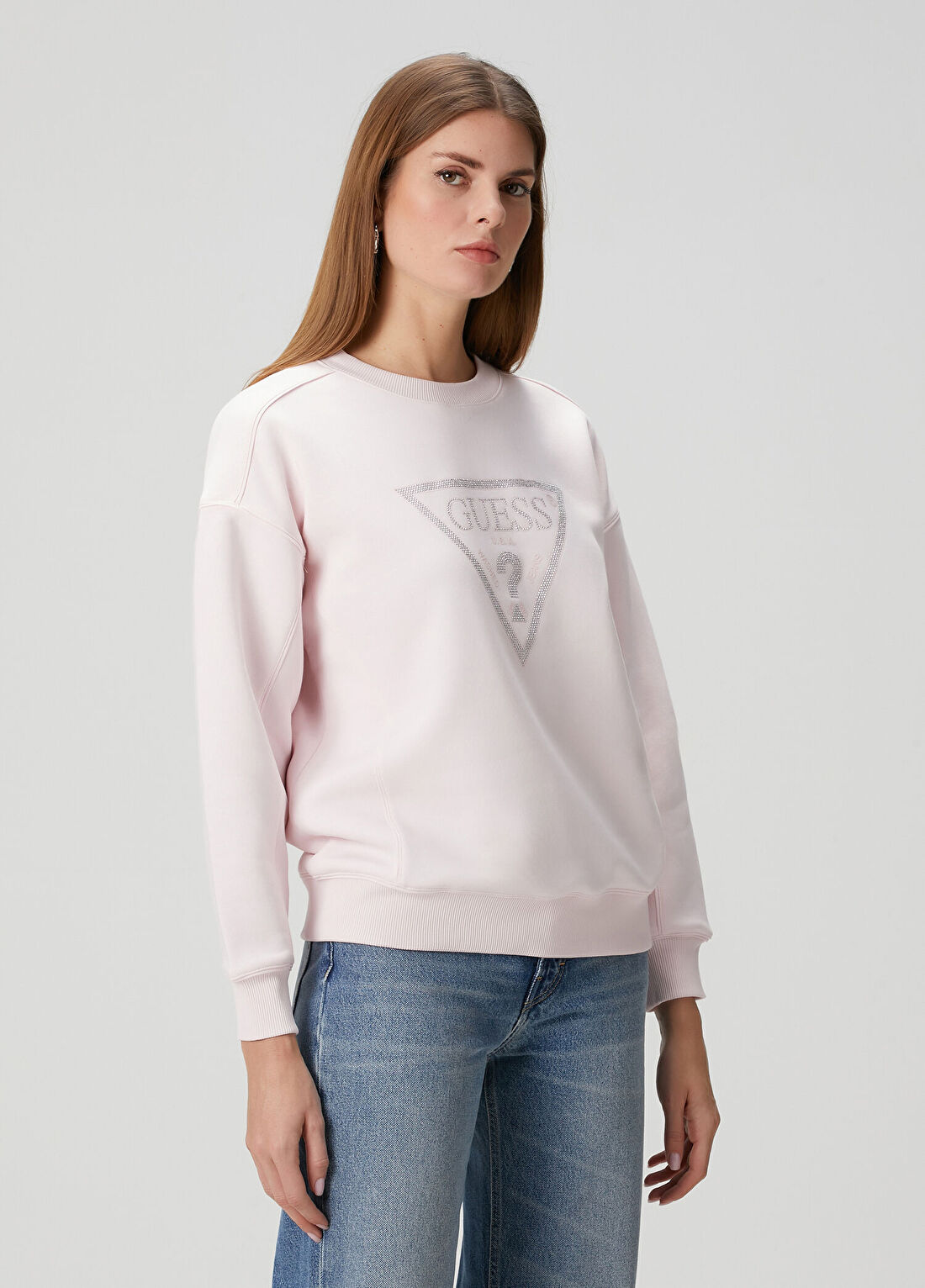 Guess Studs Açık Pembe Sweatshirt görsel 3