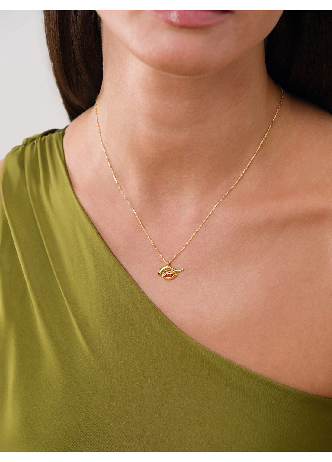 Orena Jewelry Ruby Flow Eye 14 Ayar Altın Kadın Kolye görsel 3