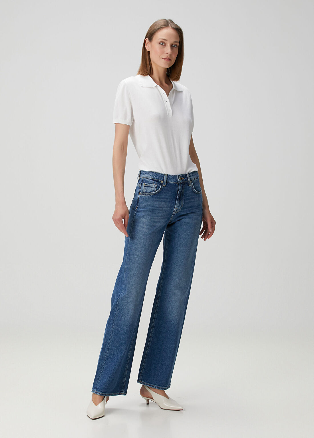 7 For All Mankind Tess Mavi Straight Leg Jean Pantolon