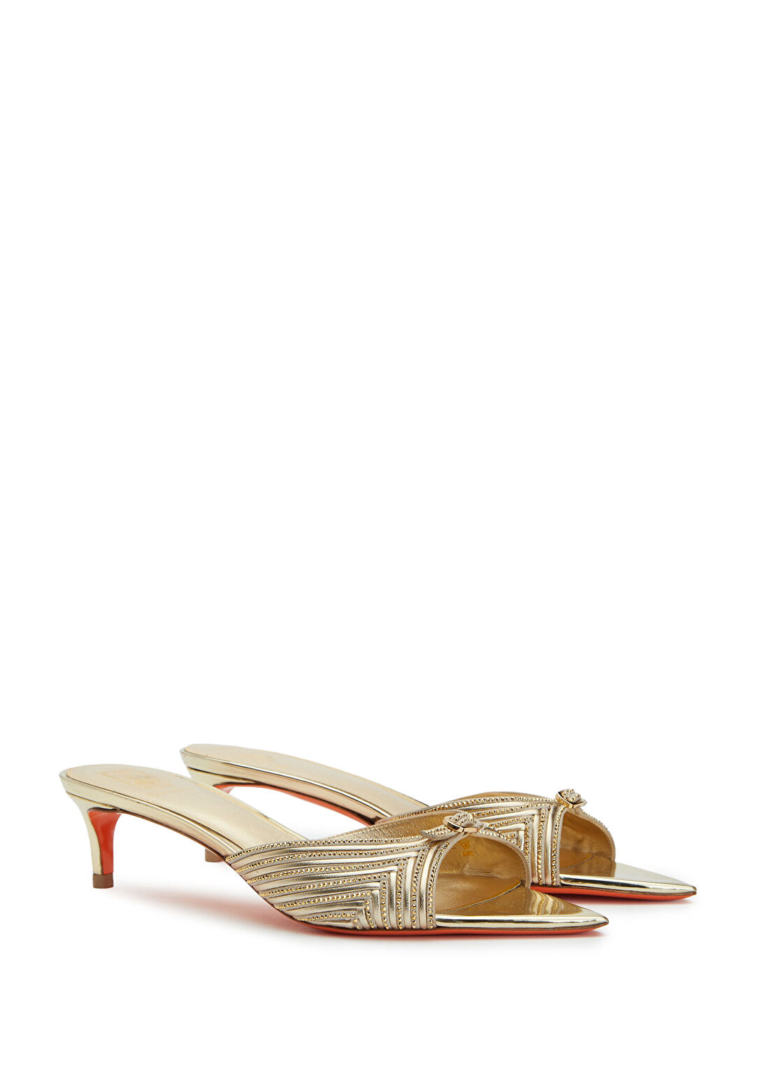 Santoni Gold Mikro Desenli Mikro Taşlı Kadın Sandalet görsel 2