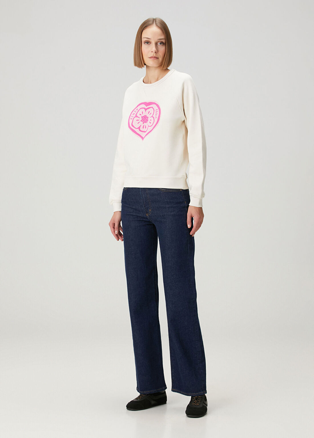Kenzo Boke Heart Ekru Sweatshirt görsel 2