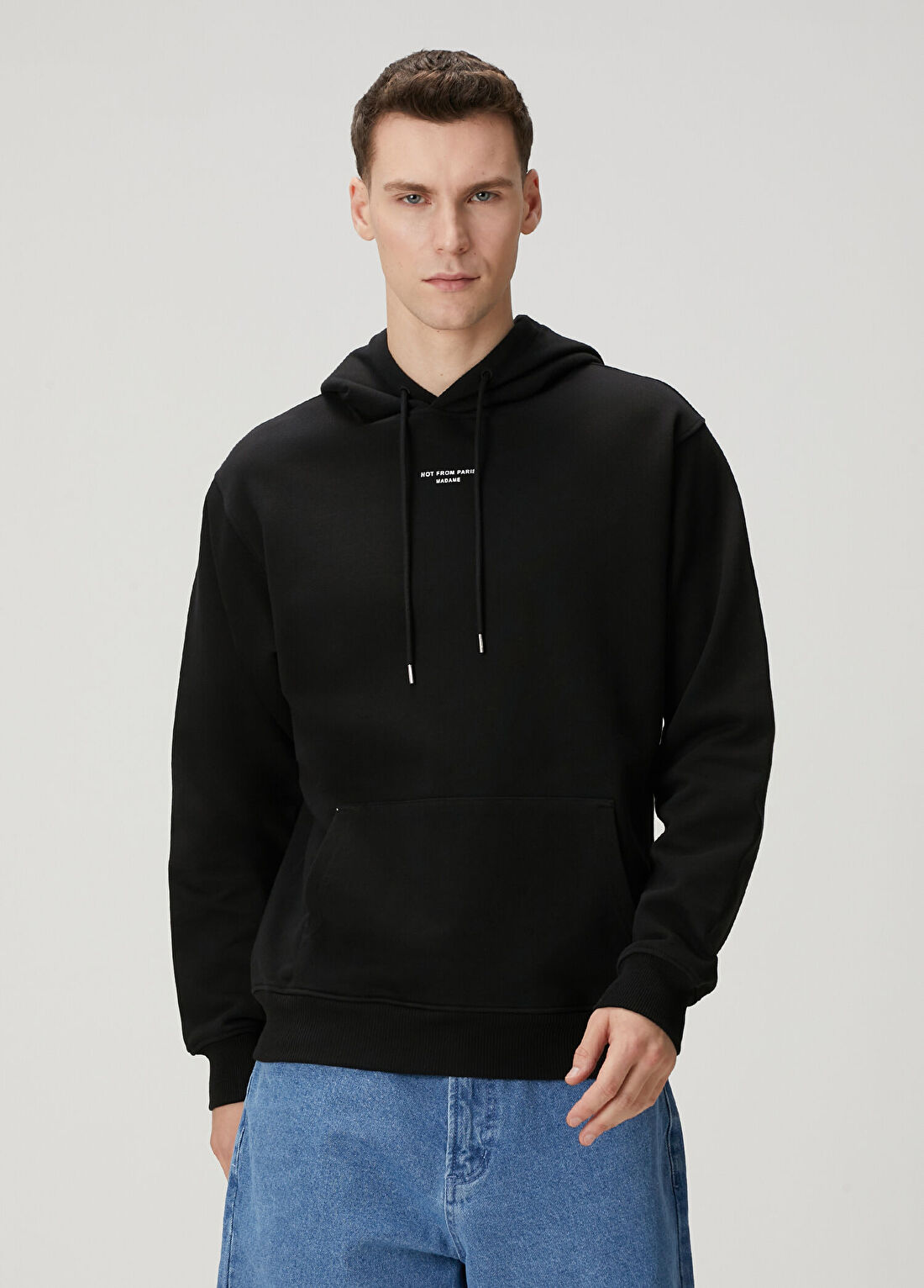 Drôle De Monsieur Siyah Kapüşonlu Logo Baskılı Sweatshirt