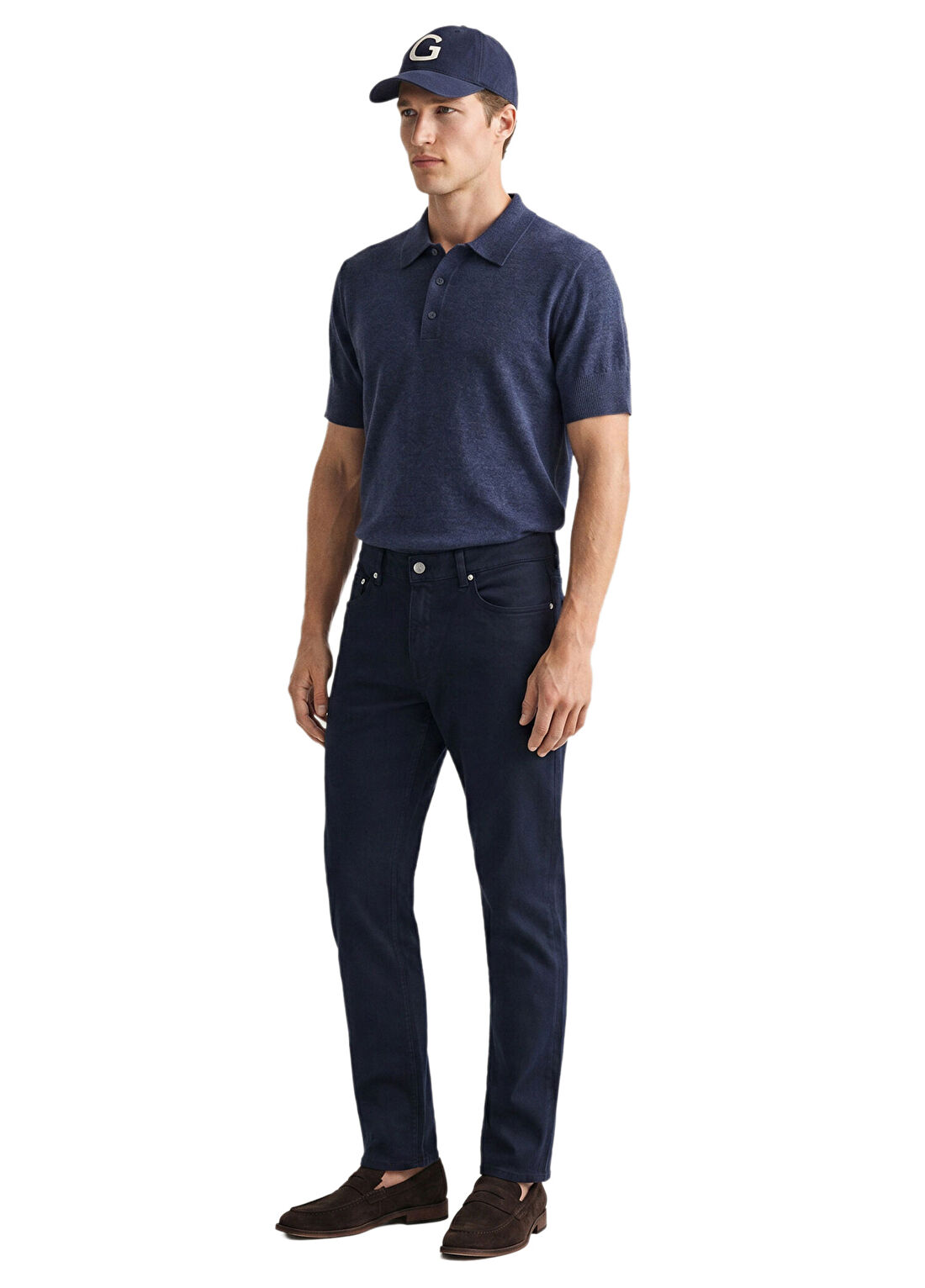 Gant Lacivert Keten Slim Fit Erkek Jean Pantolon