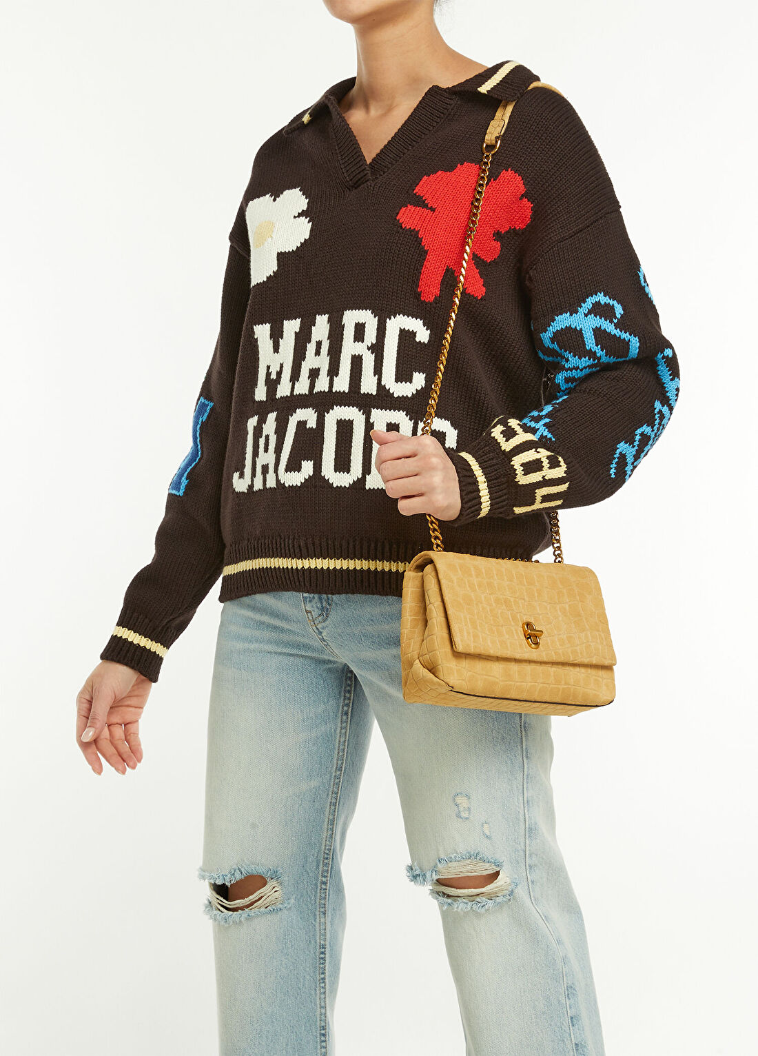 Marc Jacobs The Suede Croc Slim Dual Convertible Süet Çanta görsel 2