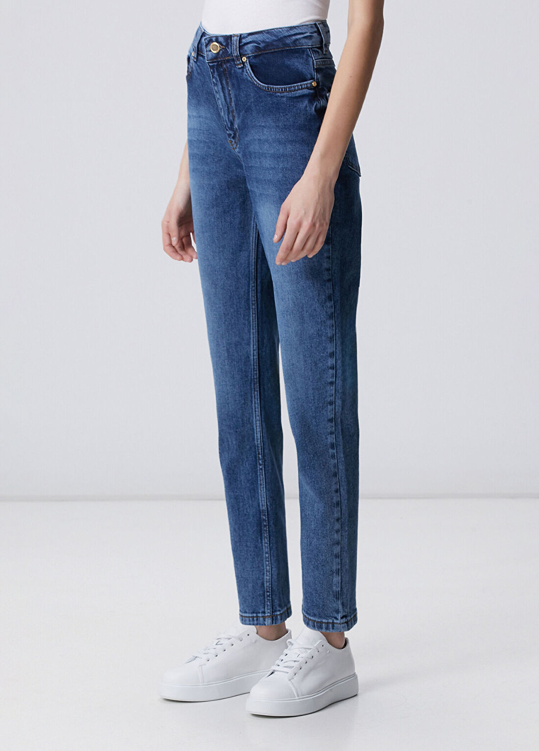 Network Mom Fit Mavi Denim Pantolon görsel 2