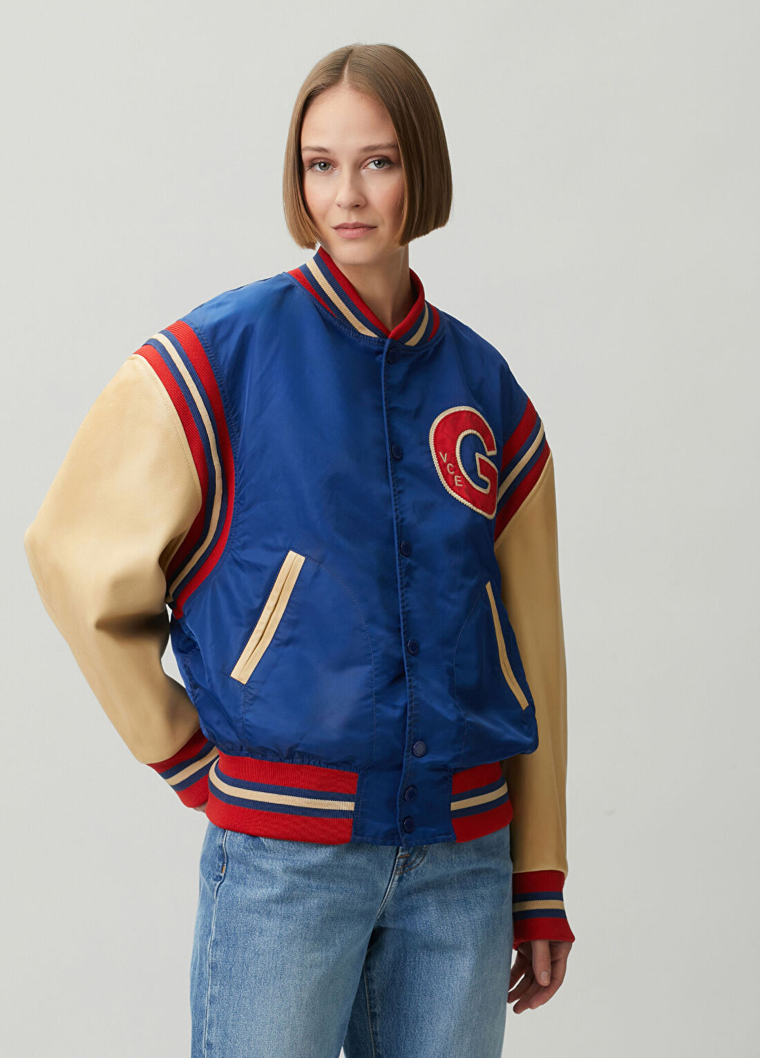 Golden Goose Mavi Bej Bomber Ceket