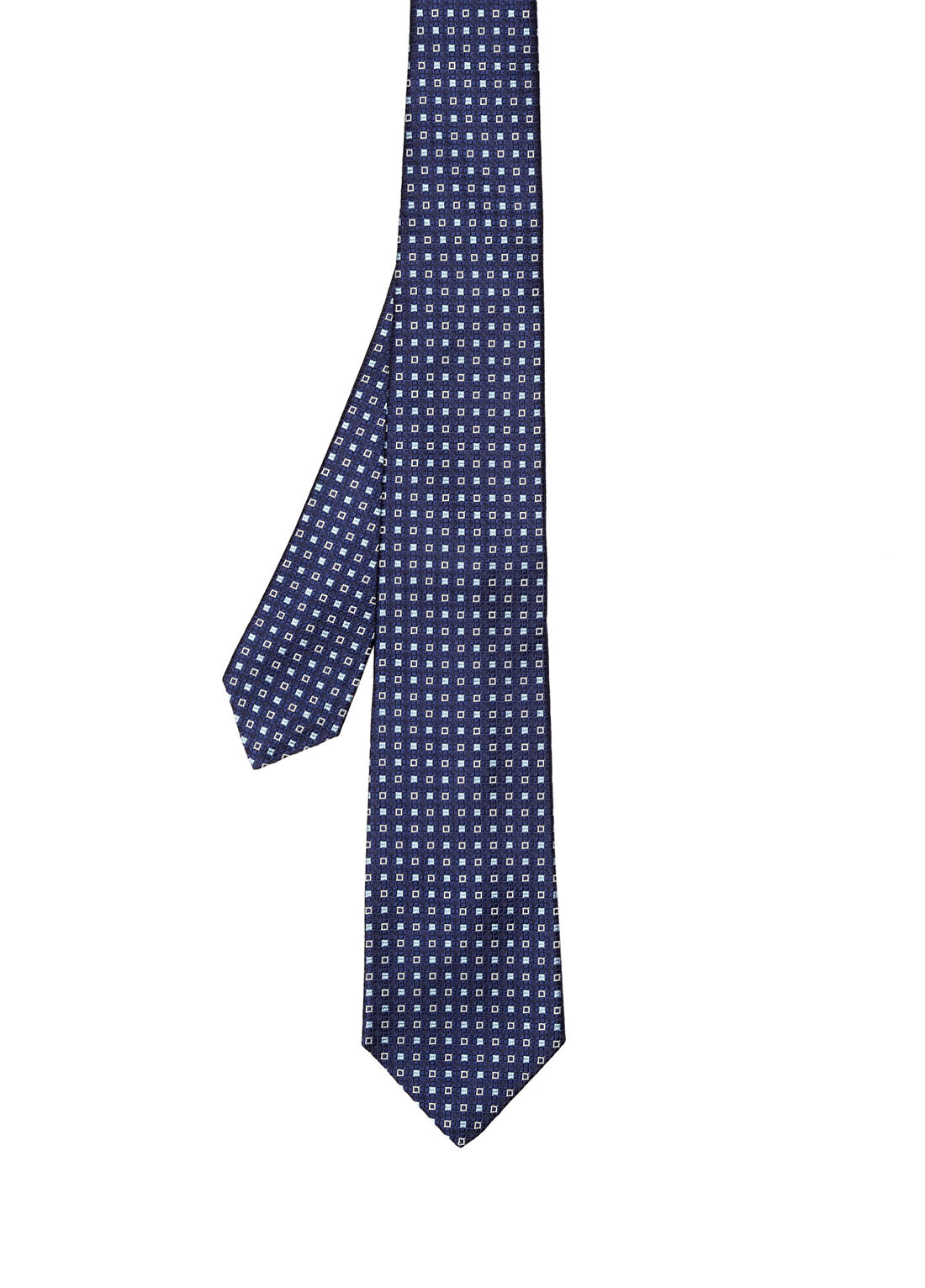 Kiton Mavi Geometrik Desenli İpek Kravat
