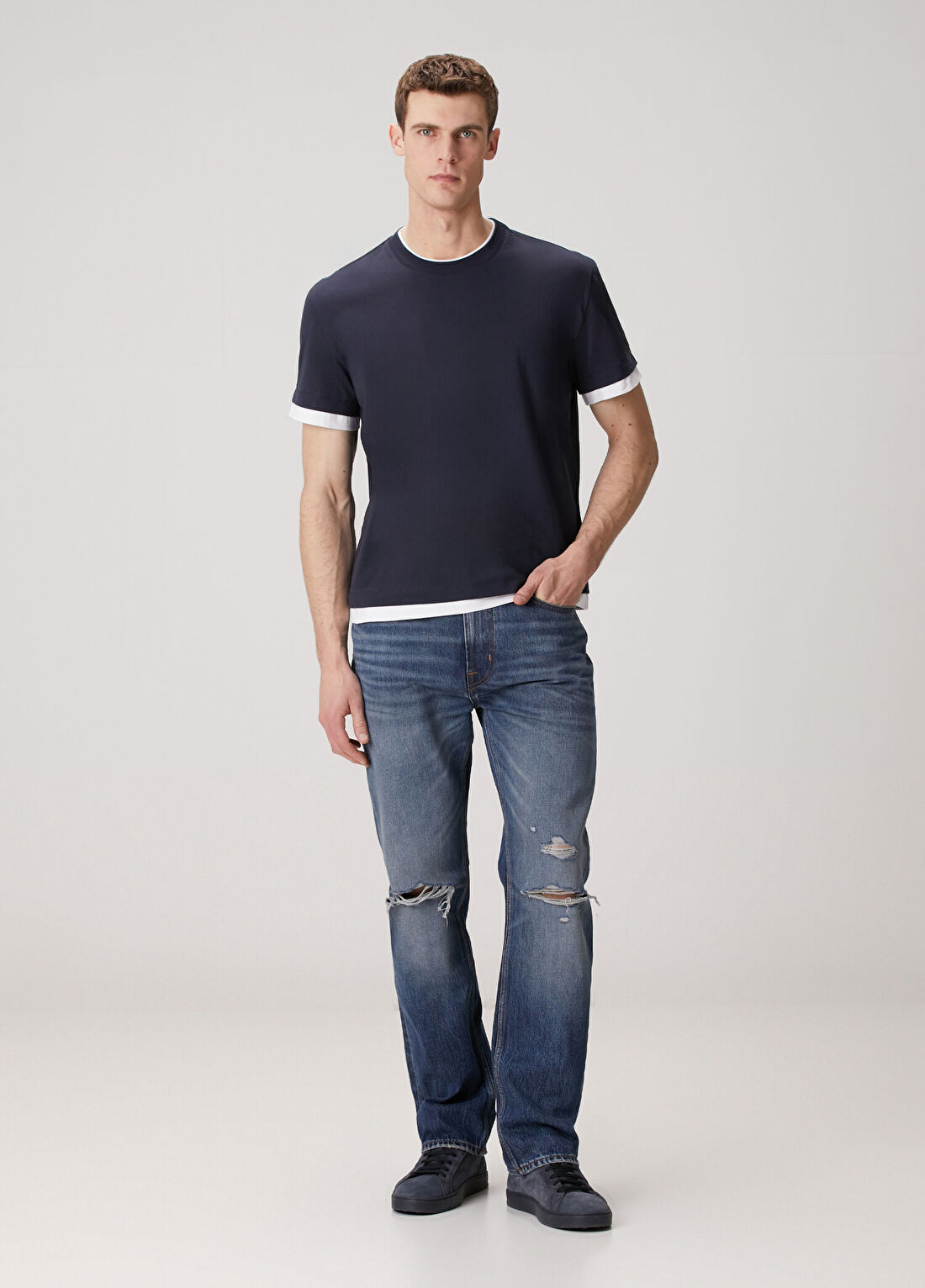 7 For All Mankind Easy Straight Koyu Mavi Jean Pantolon