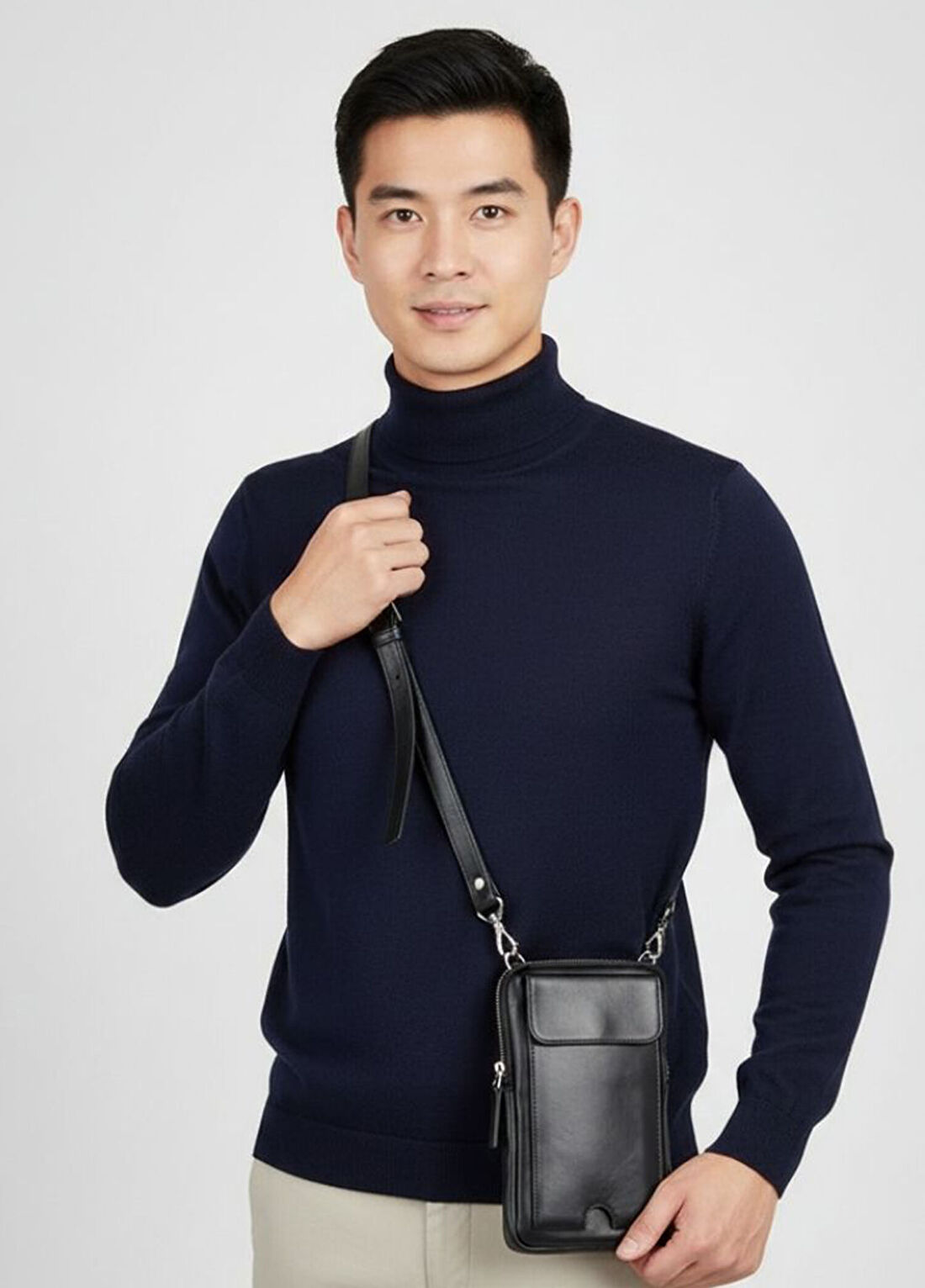 Bloominbag BloomNino Onyx Black Deri Crossbody Unisex Siyah Omuz Çantası görsel 4