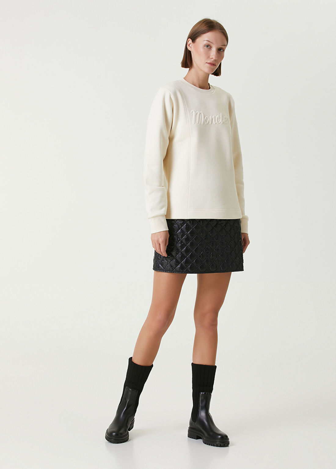 Moncler Kırık Beyaz Logolu Sweatshirt görsel 2