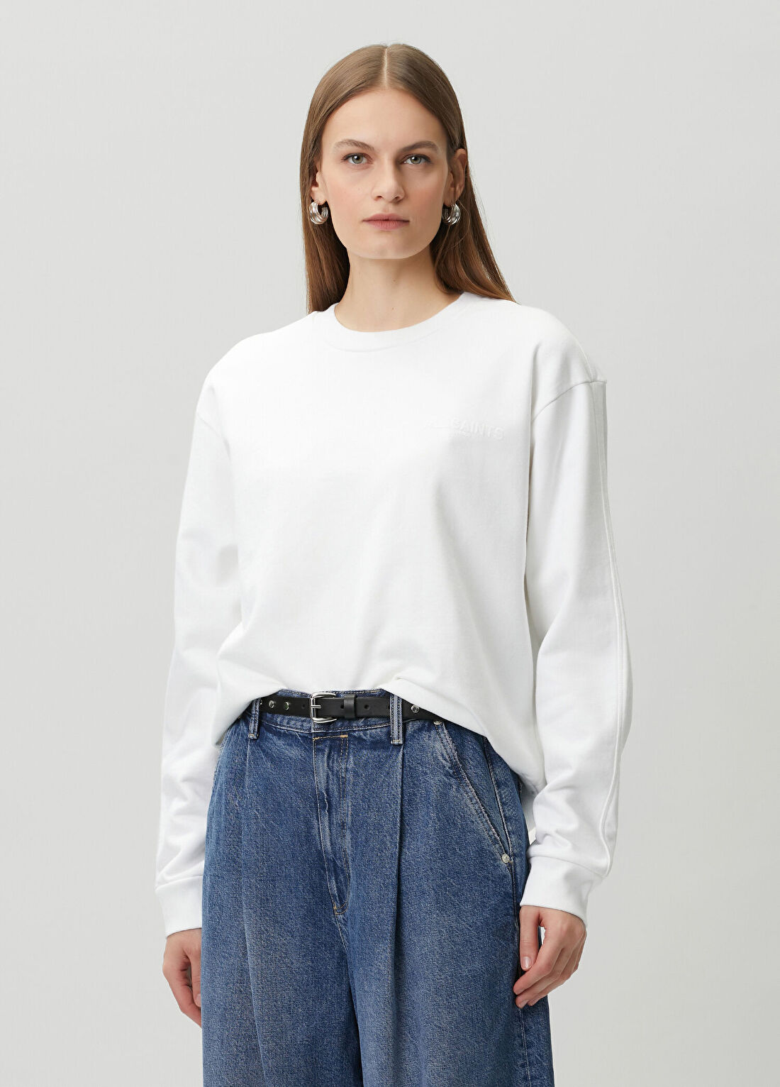 AllSaints Mabel Etta Oversized Beyaz Sweatshirt görsel 4