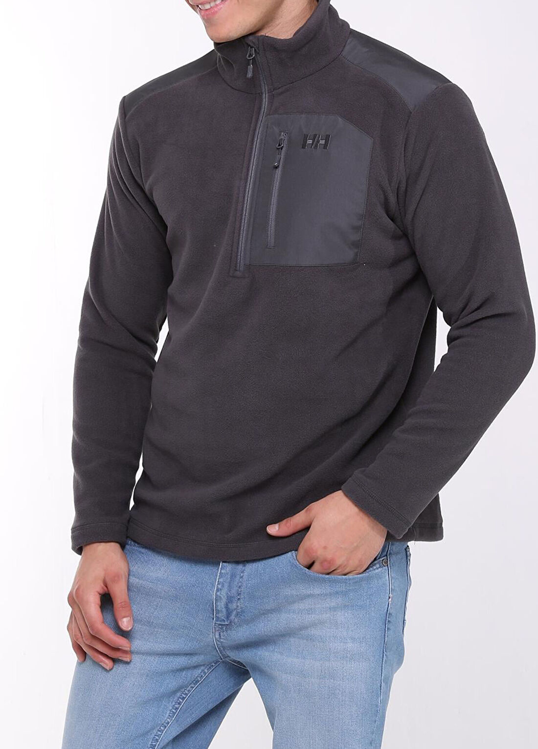 Helly Hansen Block Ebony Yarım Fermuarlı Erkek Polar görsel 4