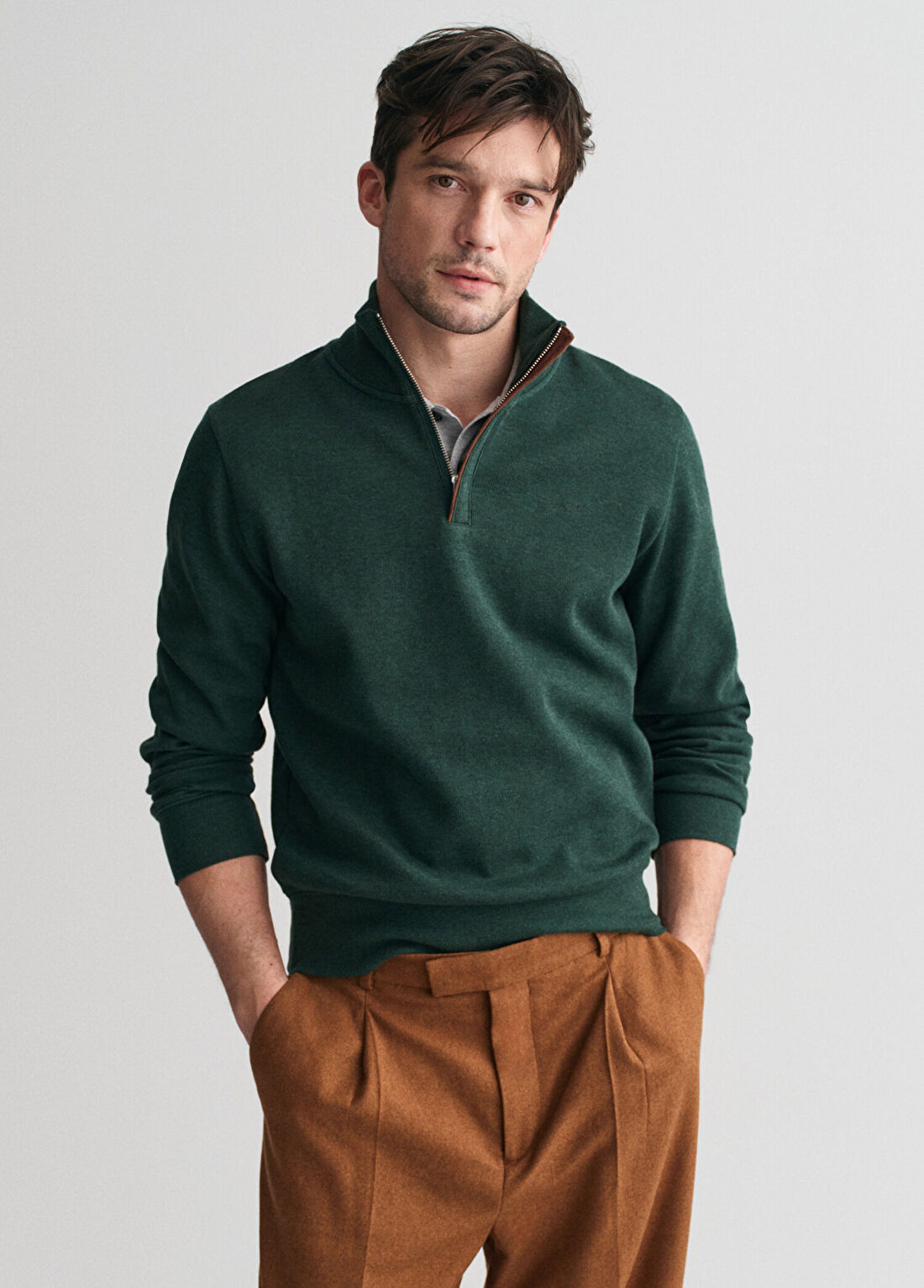 Gant Yeşil Yarım Fermuarlı Regular Fit Erkek Sweatshirt