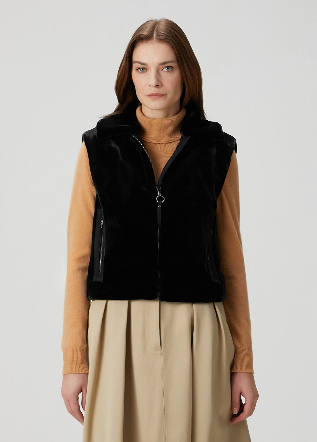 Fusalp Piagina Siyah Kapüşonlu Shearling Yelek