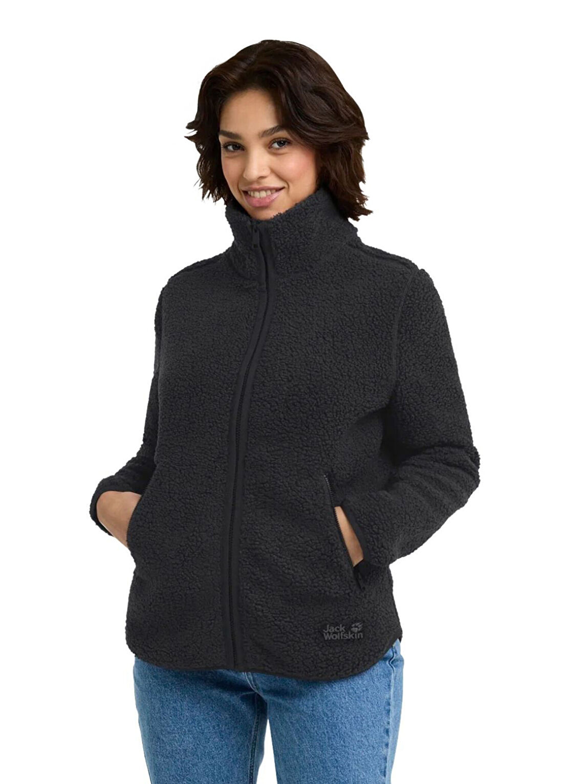 Jack Wolfskin High Curl Siyah Dik Yaka Kadın Outdoor Ceketi