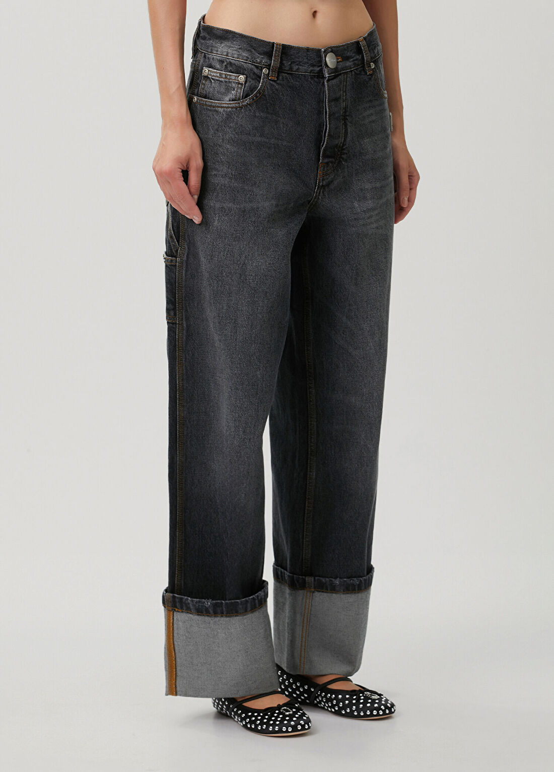 Marc Jacobs Antrasit Wide Leg Jean Pantolon görsel 2