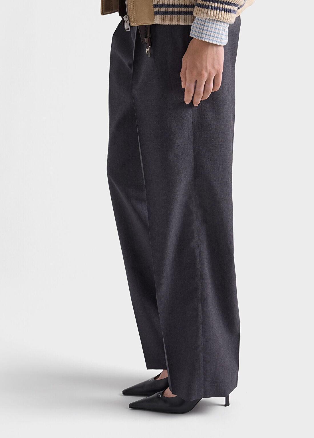 Prada Light Mohair Gri Kadın Pantolon görsel 4
