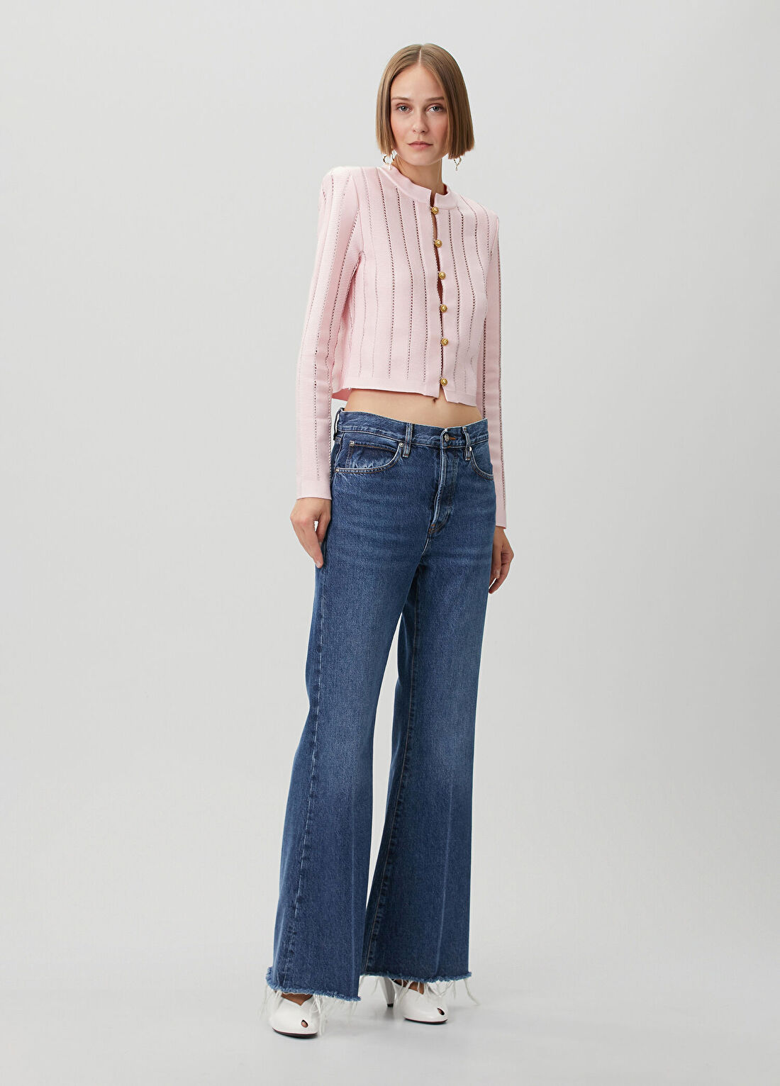 Balmain Pembe Crop Hırka görsel 2