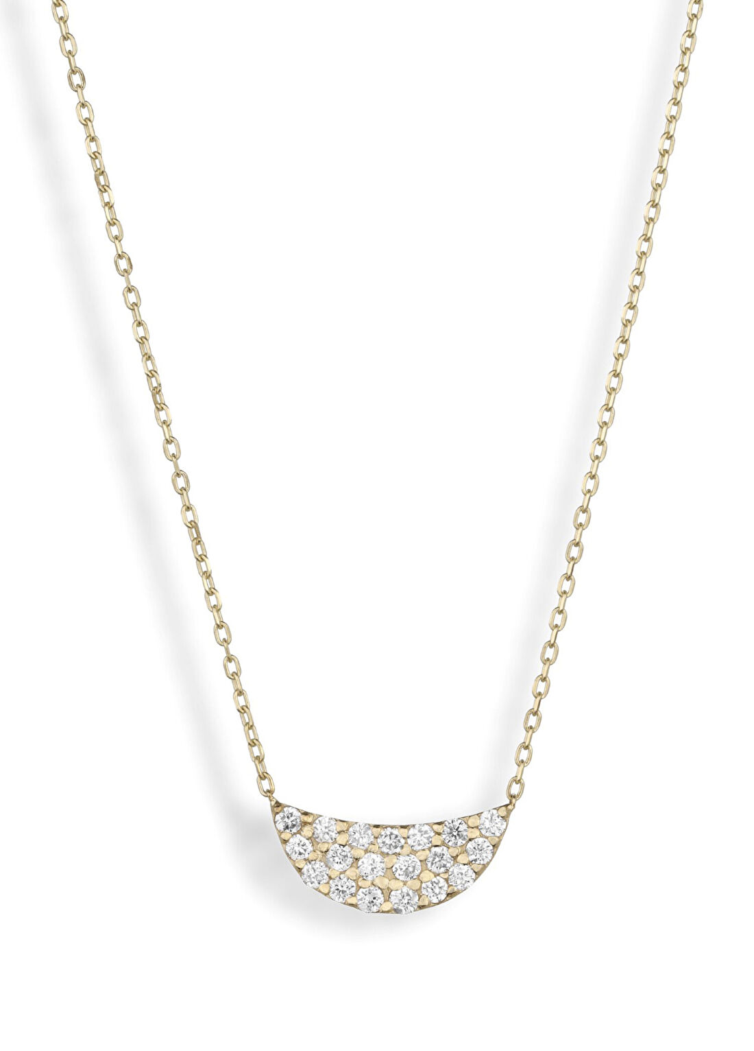 Ginza Design Jewelry Halfmoon Pırlanta Taşlı 14 Ayar Altın Kadın Kolye
