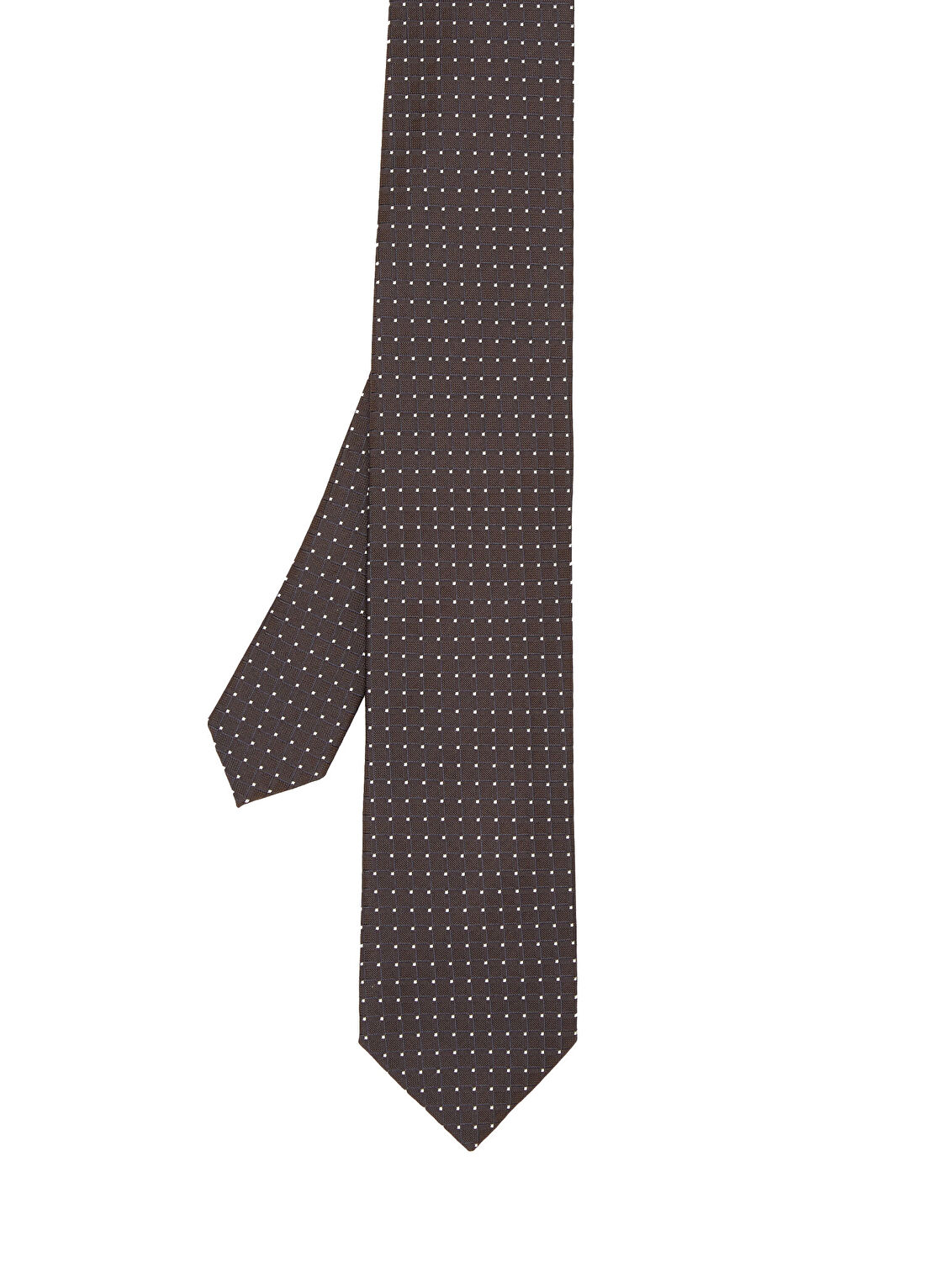 Corneliani Kahverengi Geometrik Desenli İpek Kravat