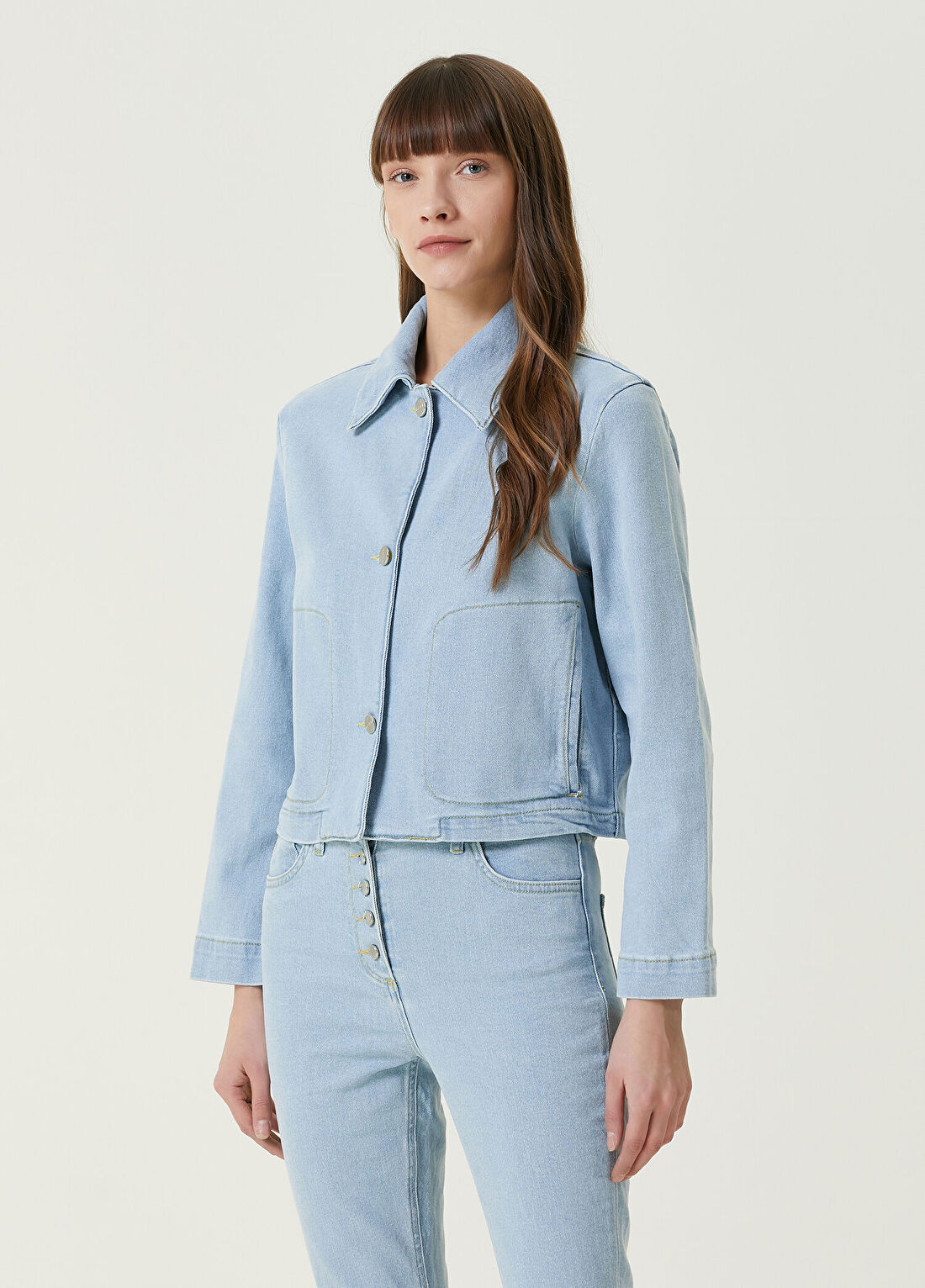 Dare London Paris Açık Mavi Kadın Jean Ceket görsel 3