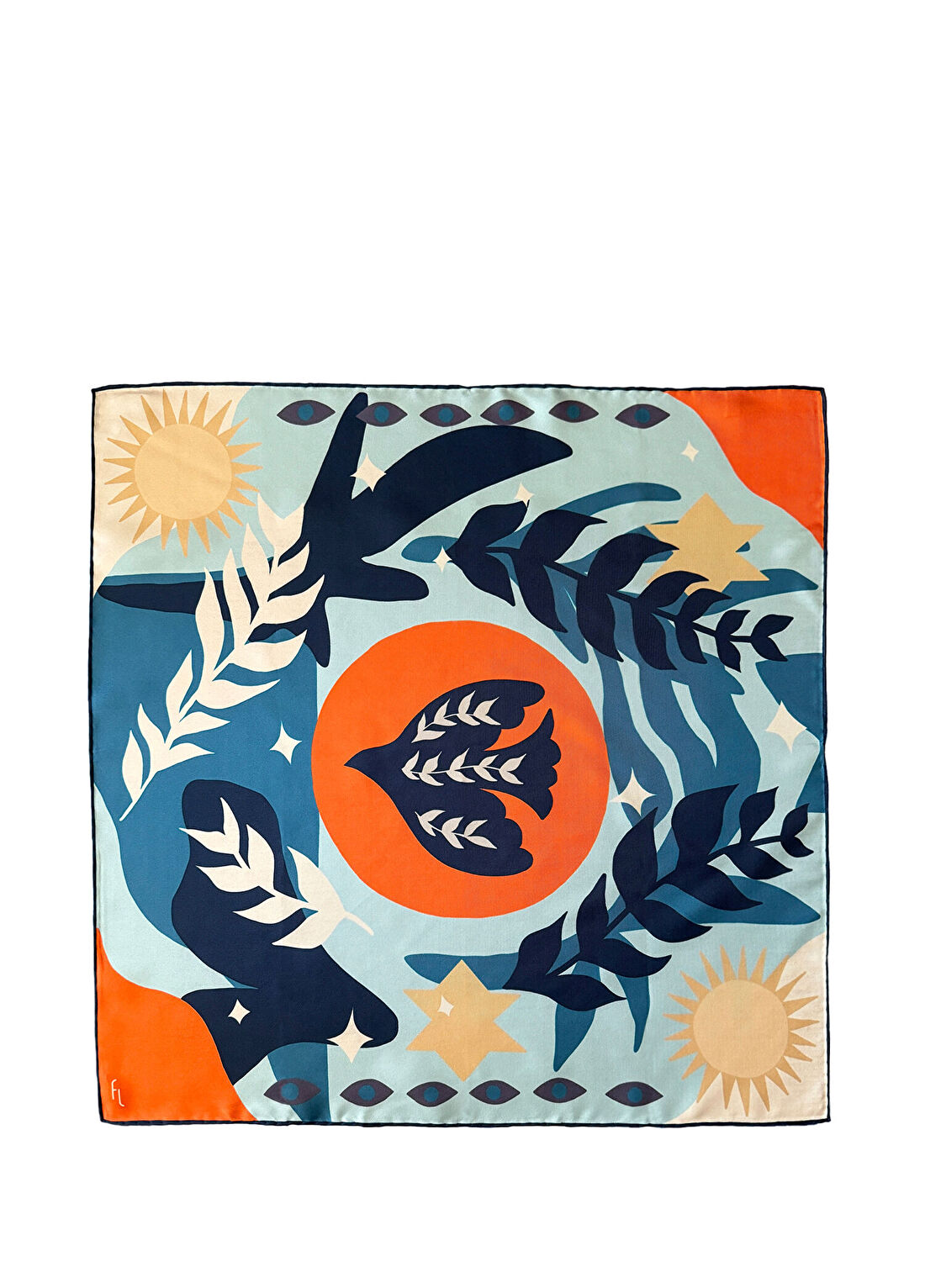 Folie Living In The Eye Of The Sun Renkli İpek Kadın Fular 105 x 105 cm