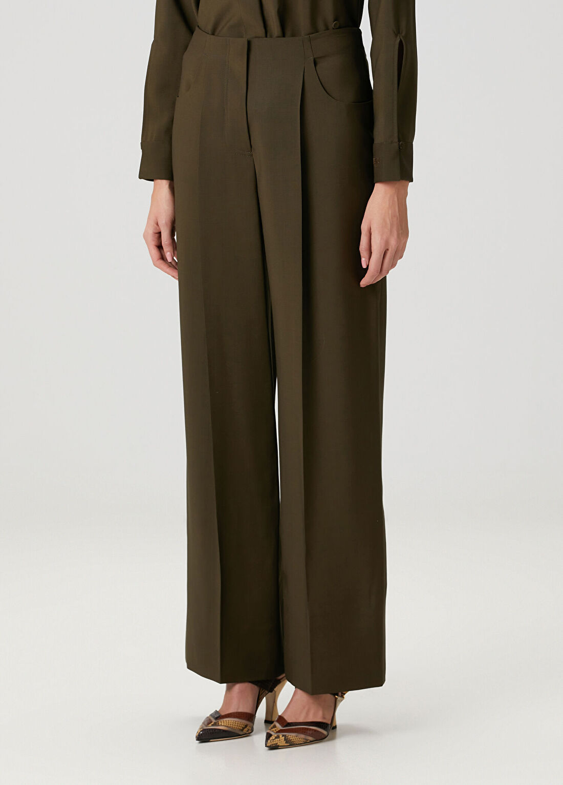 Fendi Haki Yün Pantolon görsel 3