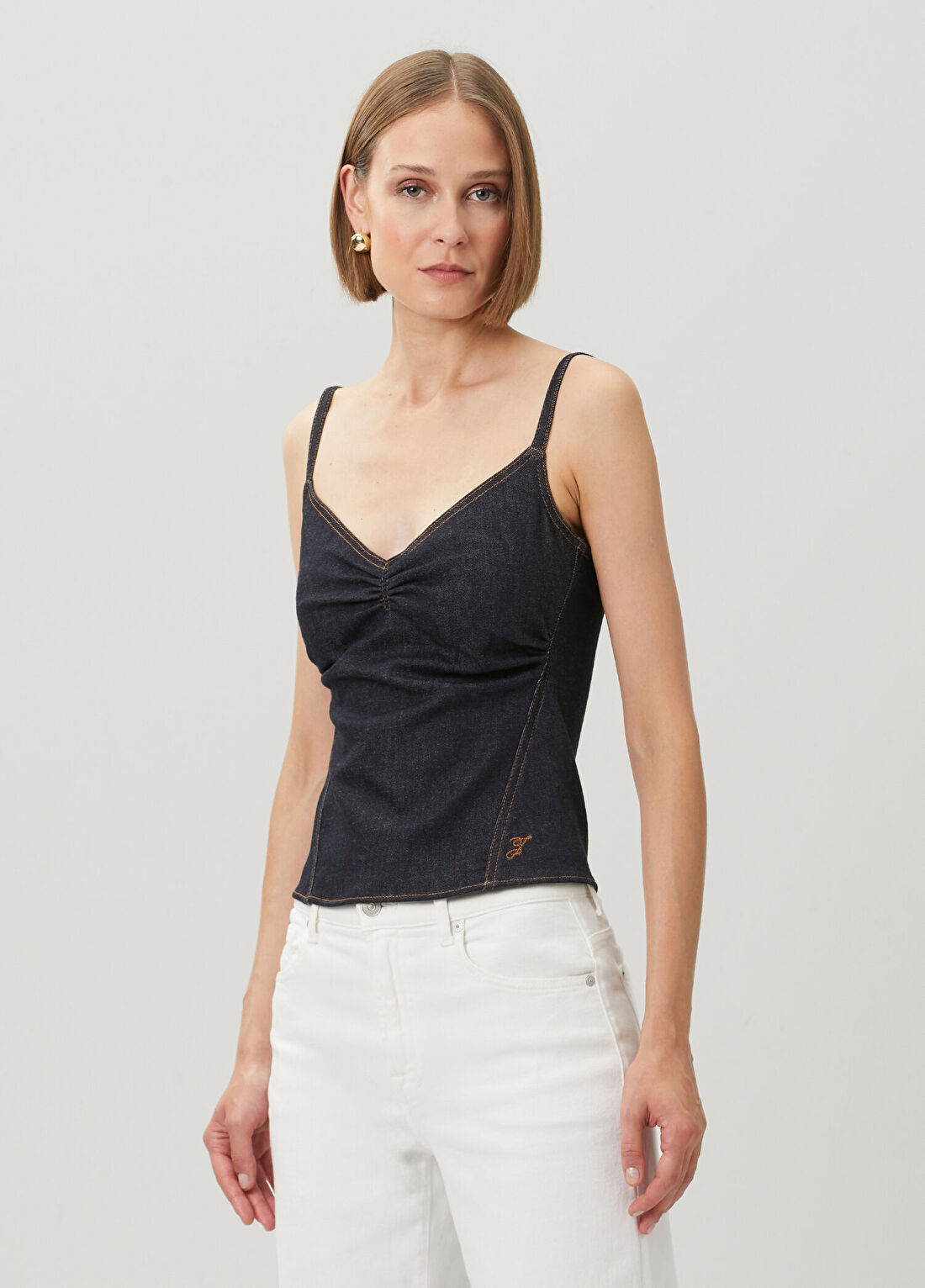 Jacquemus Pina Lacivert Denim Bluz