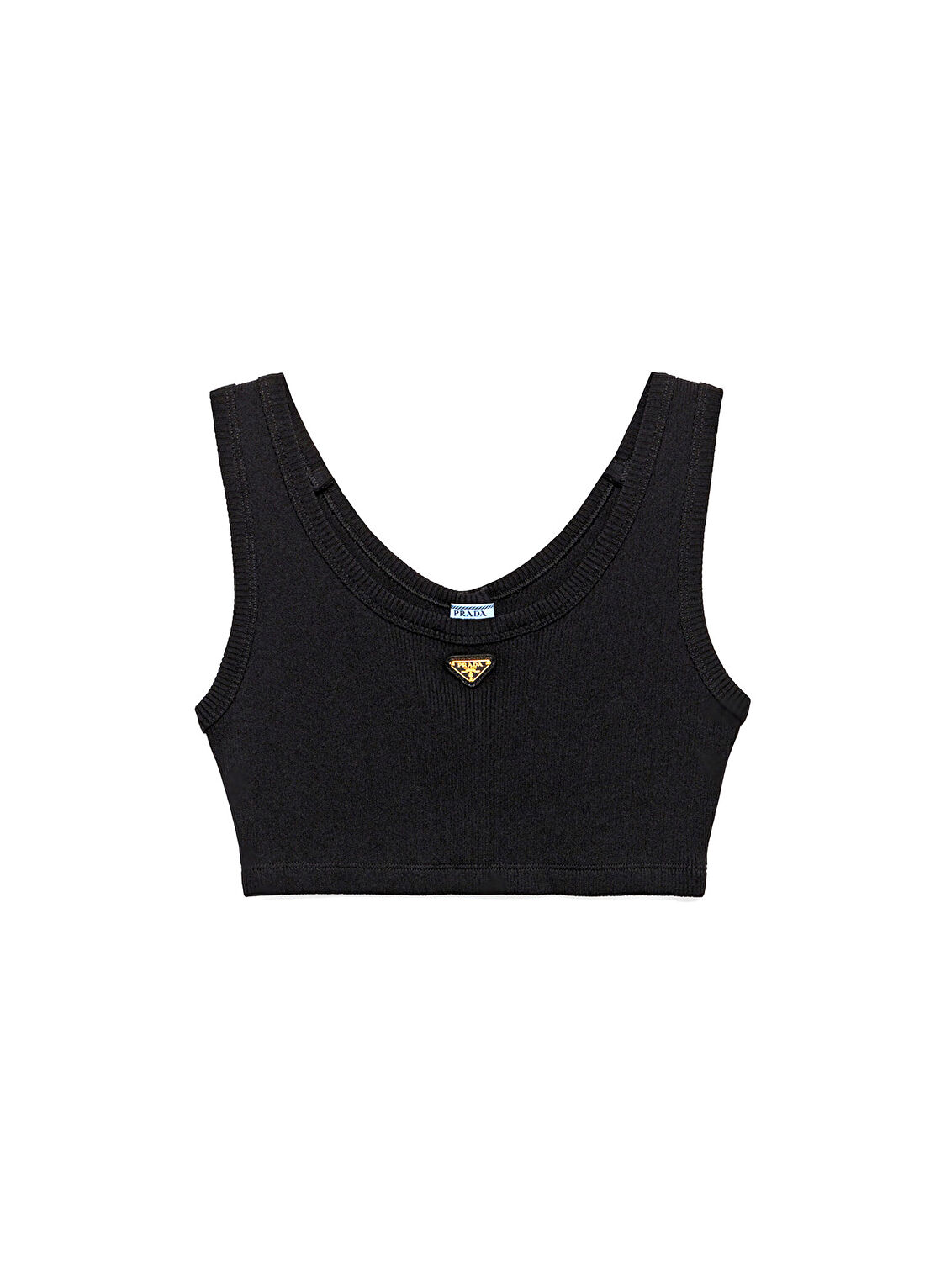 Prada Siyah Jarse Askılı Kadın Crop T-shirt