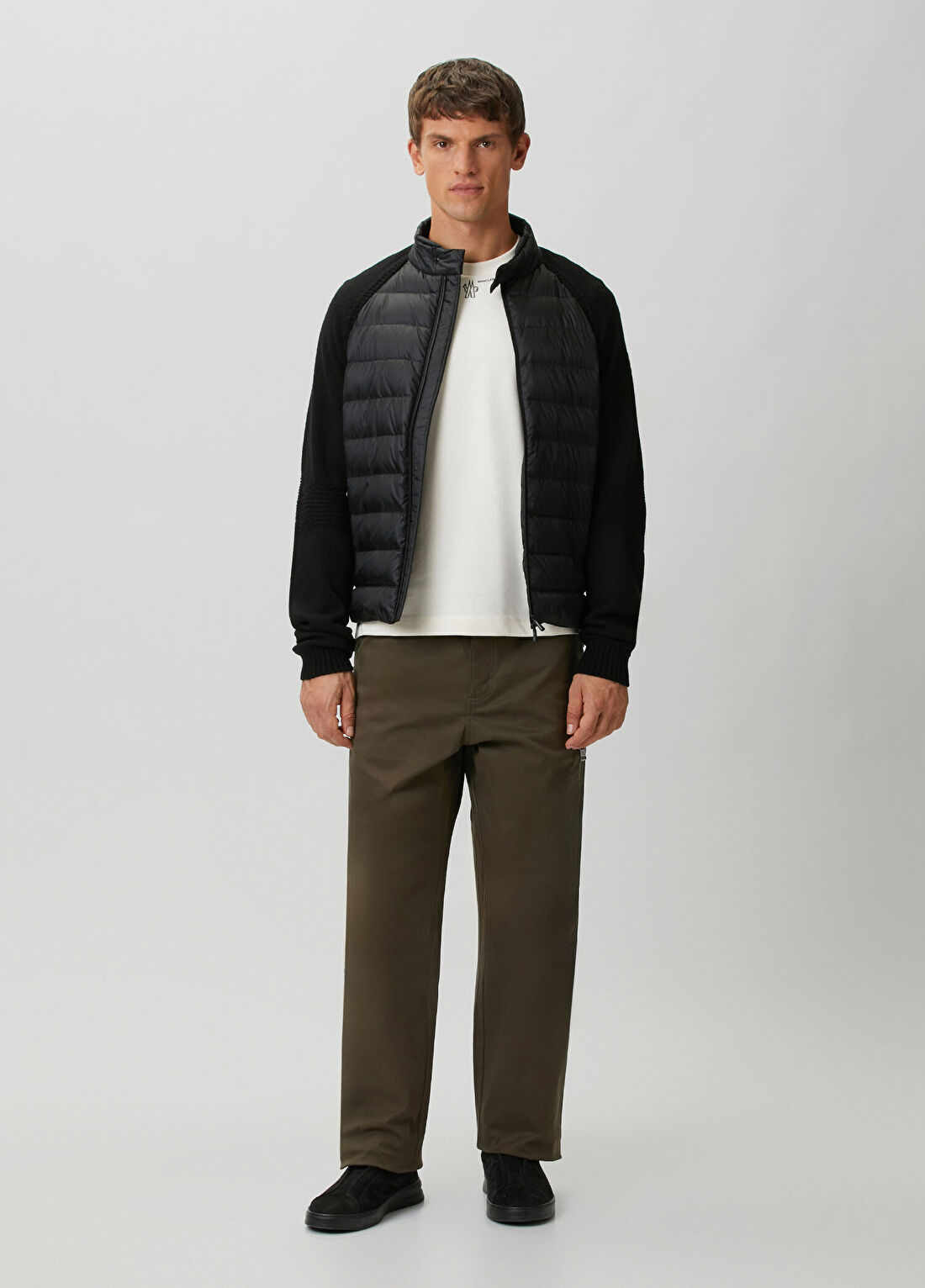 Moncler Grenoble Siyah Kapitone Garnili Yün Mont