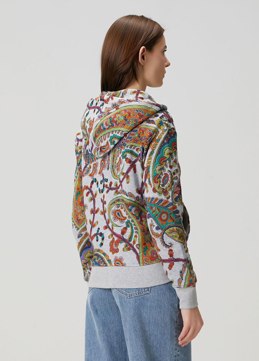 Etro Gri Kapüşonlu Şal Desenli Sweatshirt görsel 4