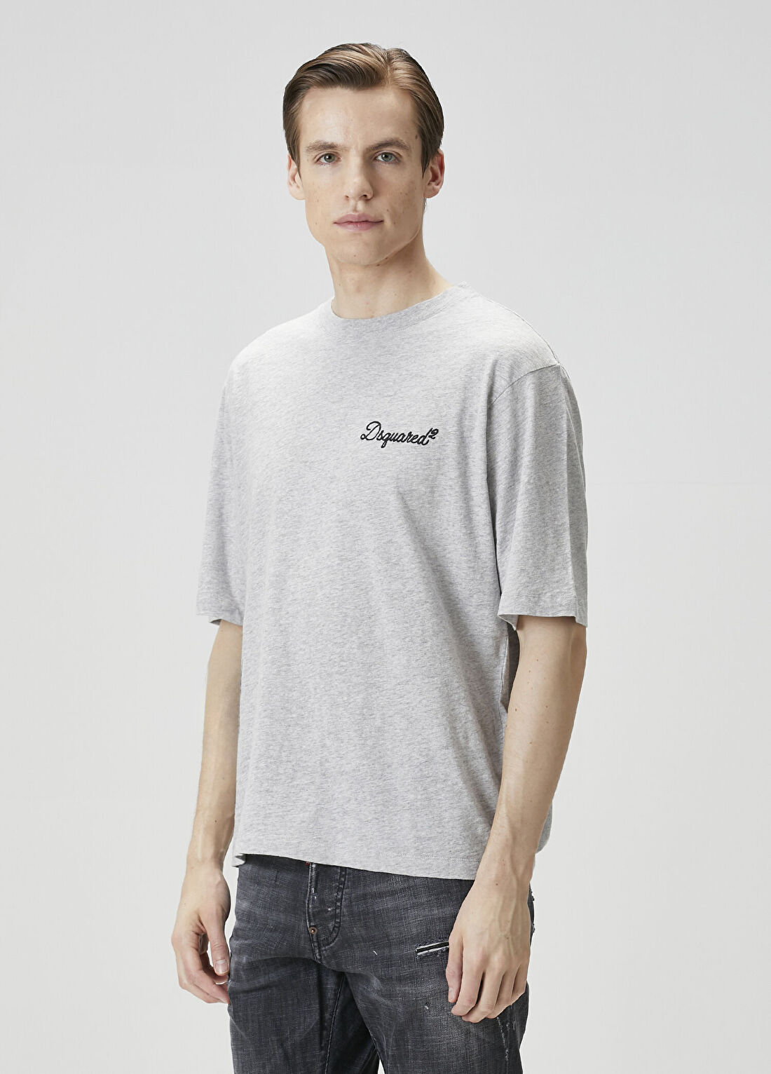 Dsquared2 Gri Logo Nakışlı T-shirt görsel 3