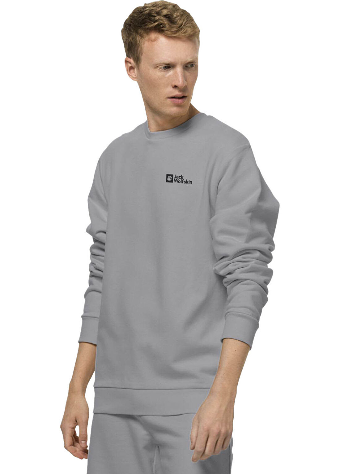 Jack Wolfskin Essential Crewneck M Organik Pamuklu Erkek Spor Sweatshirt görsel 2