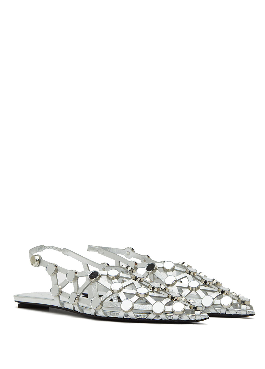The Attico Grid Silver Kadın Deri Sandalet görsel 2
