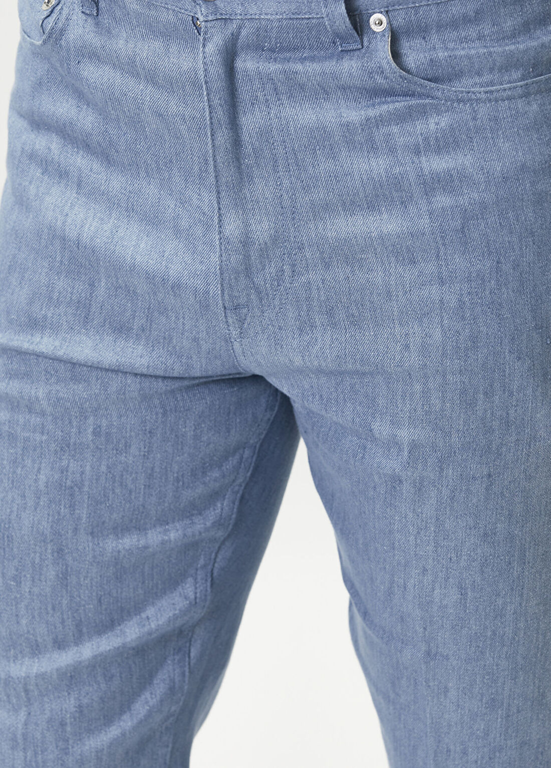 Dunhill Mavi Keten Pantolon görsel 4