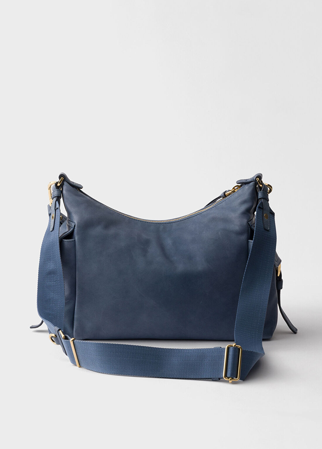 Prada Explore Mavi Napa Deri Büyük Boy Kadın Omuz Çantası görsel 4