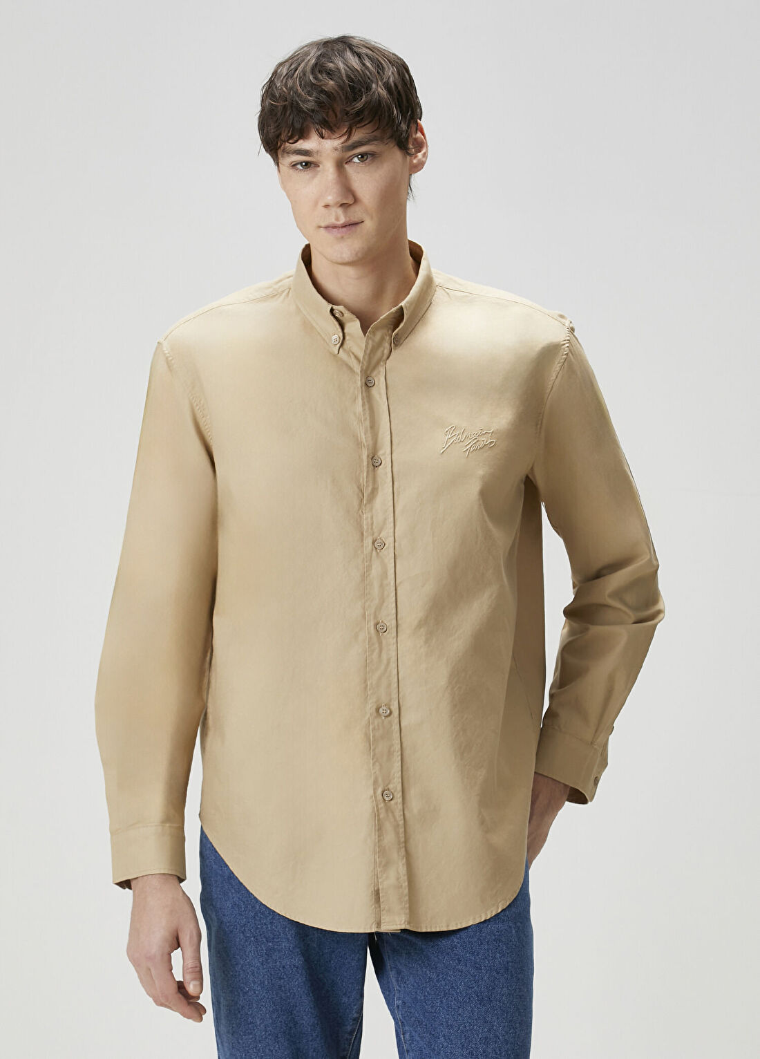 Balmain Taba Logo Nakışlı Gömlek