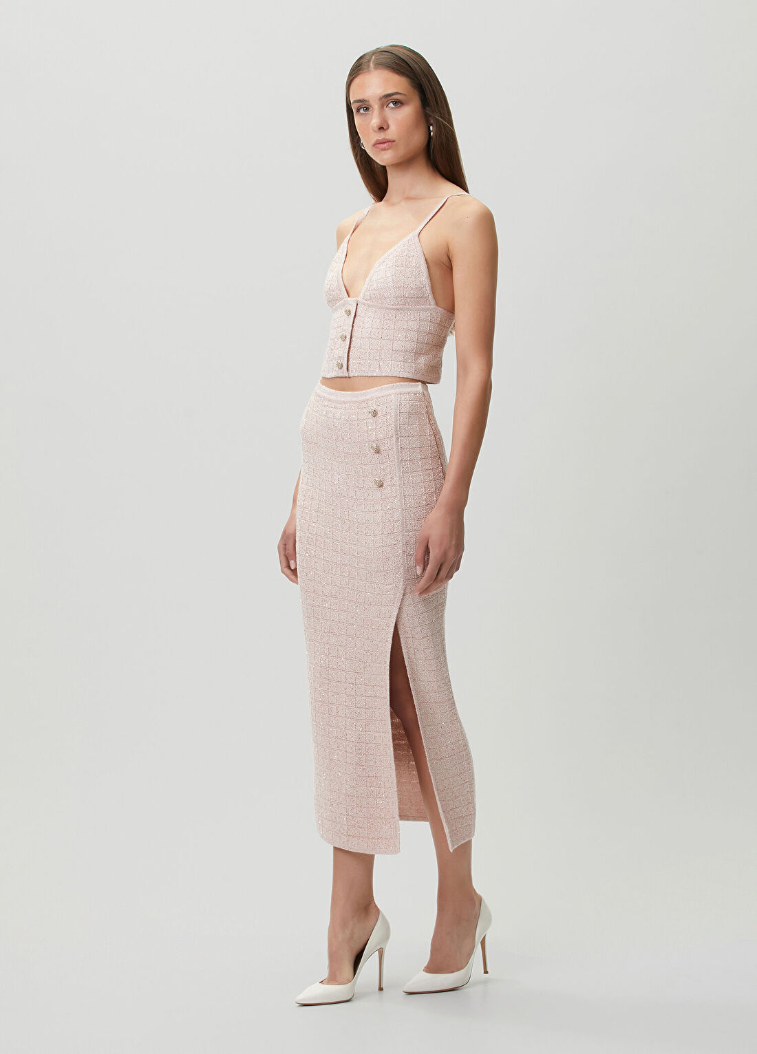 Alessandra Rich Pembe Payetli Crop Atlet görsel 2