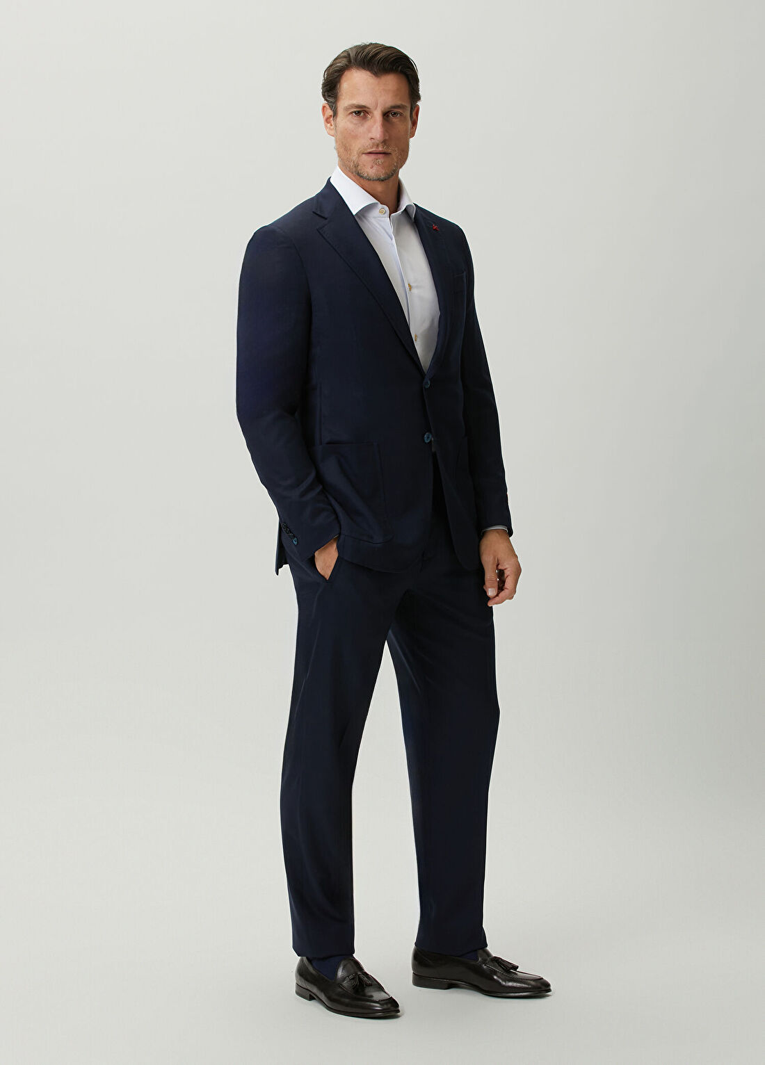 Isaia Domenico Lacivert Yün Takım Elbise görsel 4