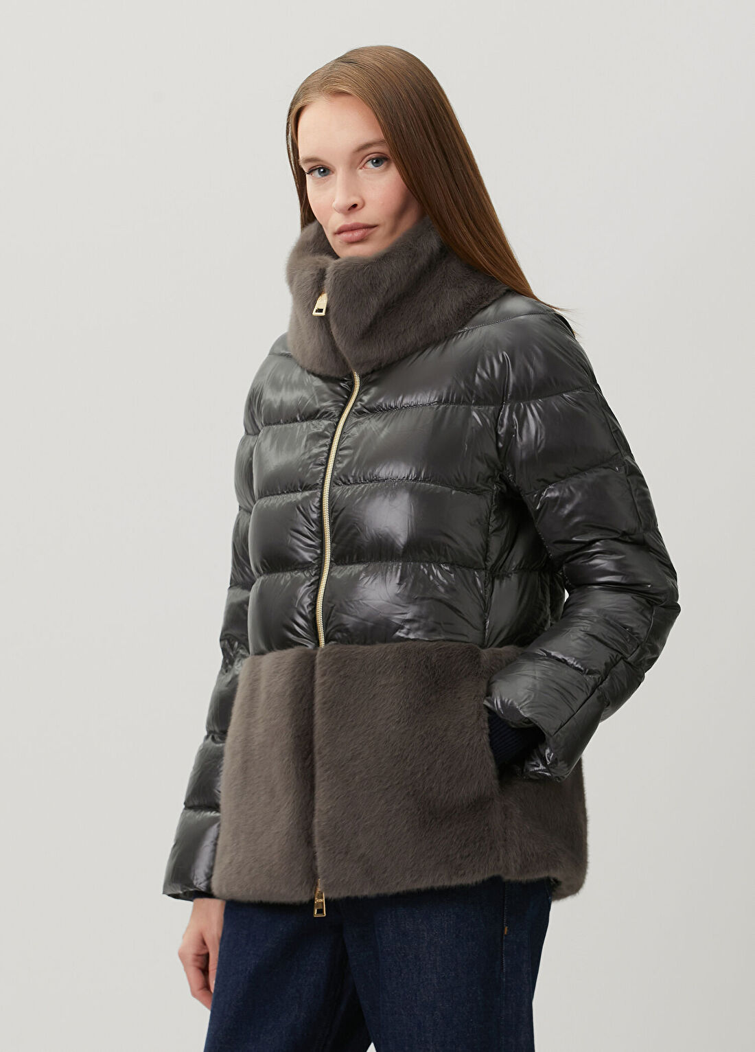 Herno Koyu Gri Puffer Mont