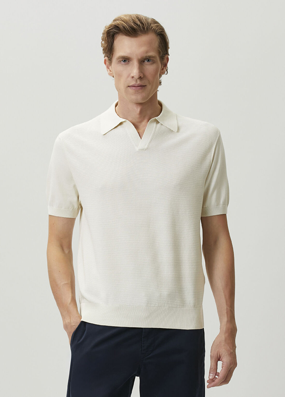 Canali Beyaz Polo Yaka T-shirt