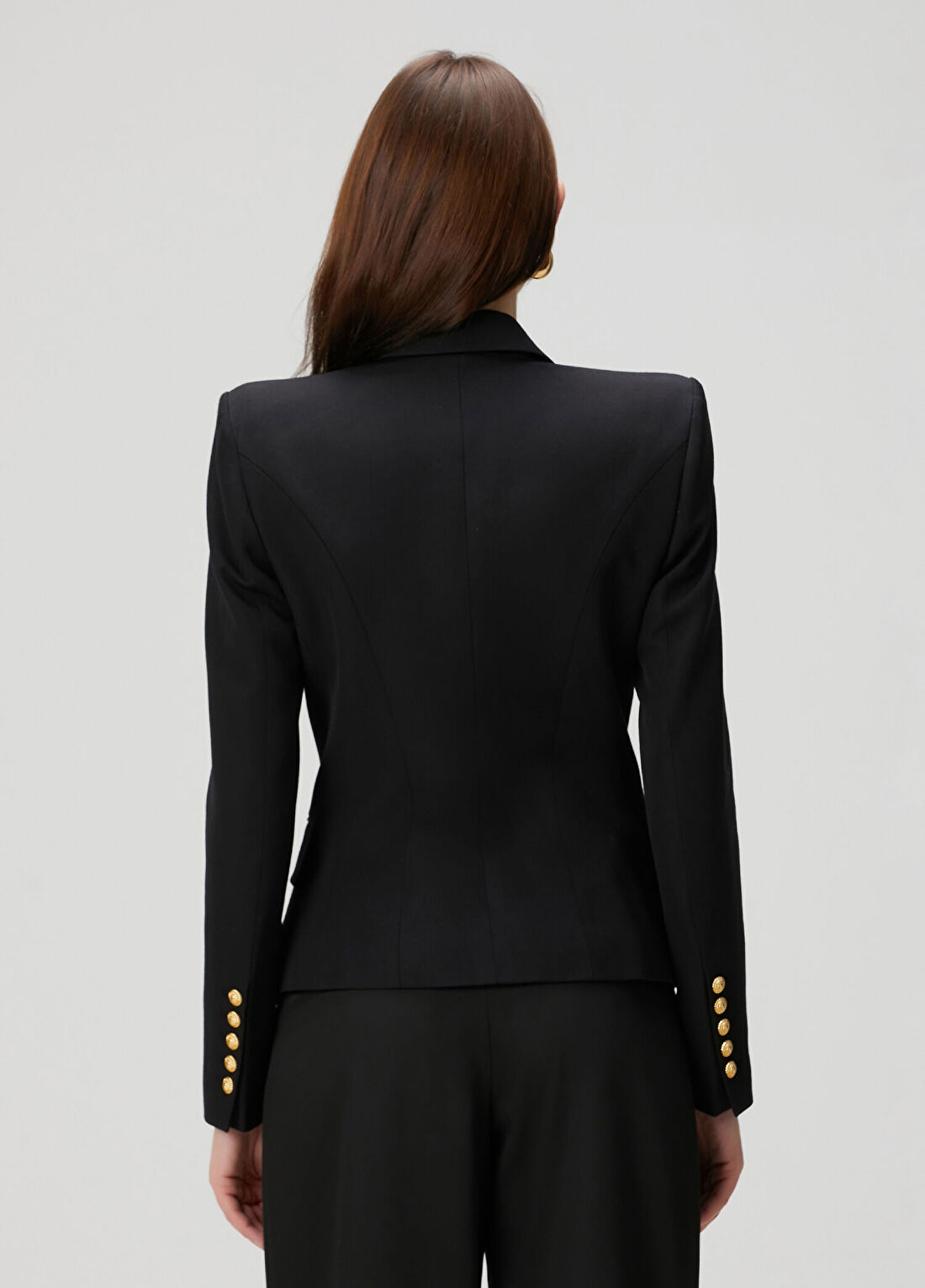 Balmain Siyah Kruvaze Yün Ceket görsel 4