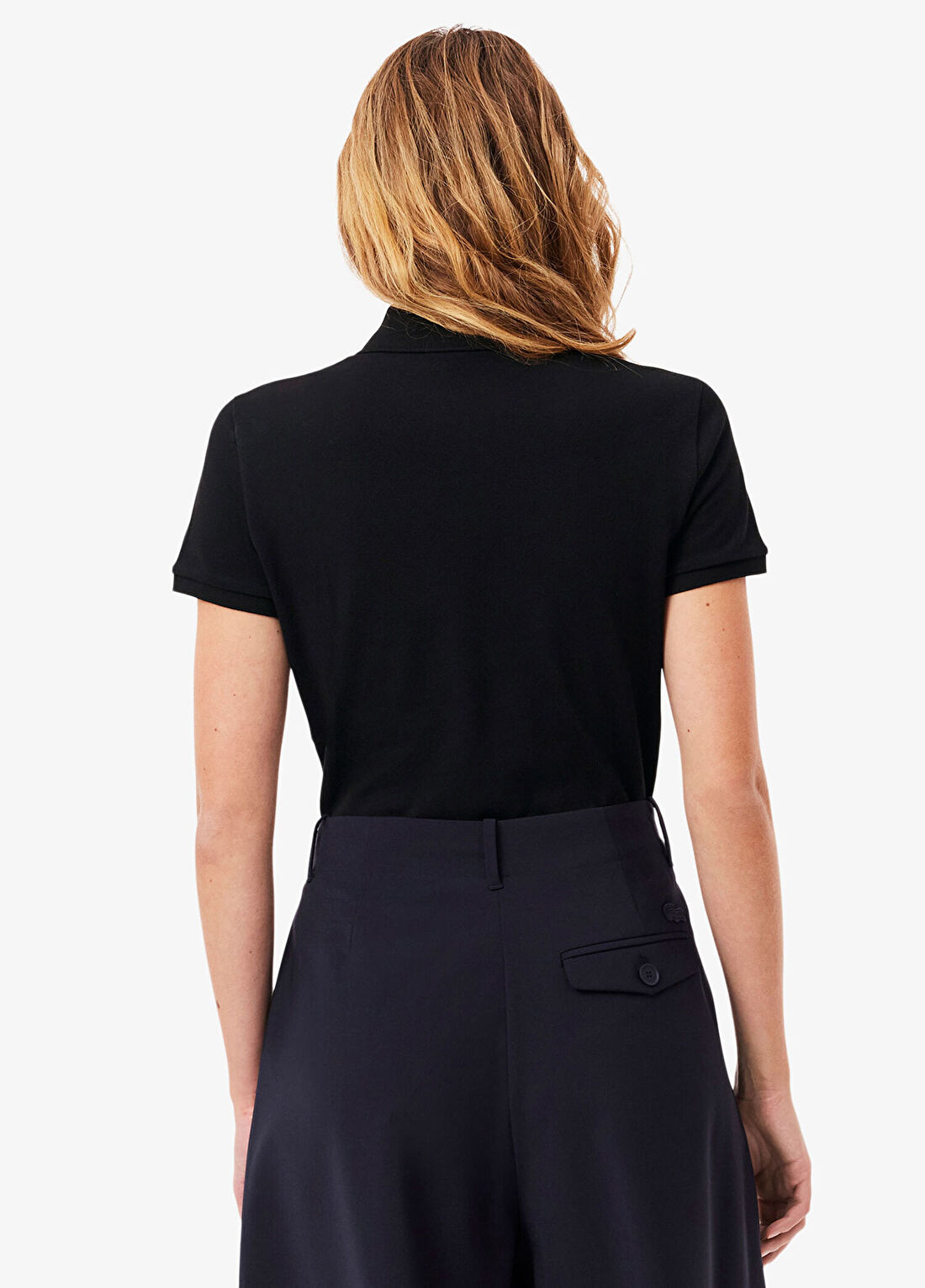 Lacoste Siyah Polo Yaka Slim Fit Kısa Kollu Kadın T-Shirt görsel 3
